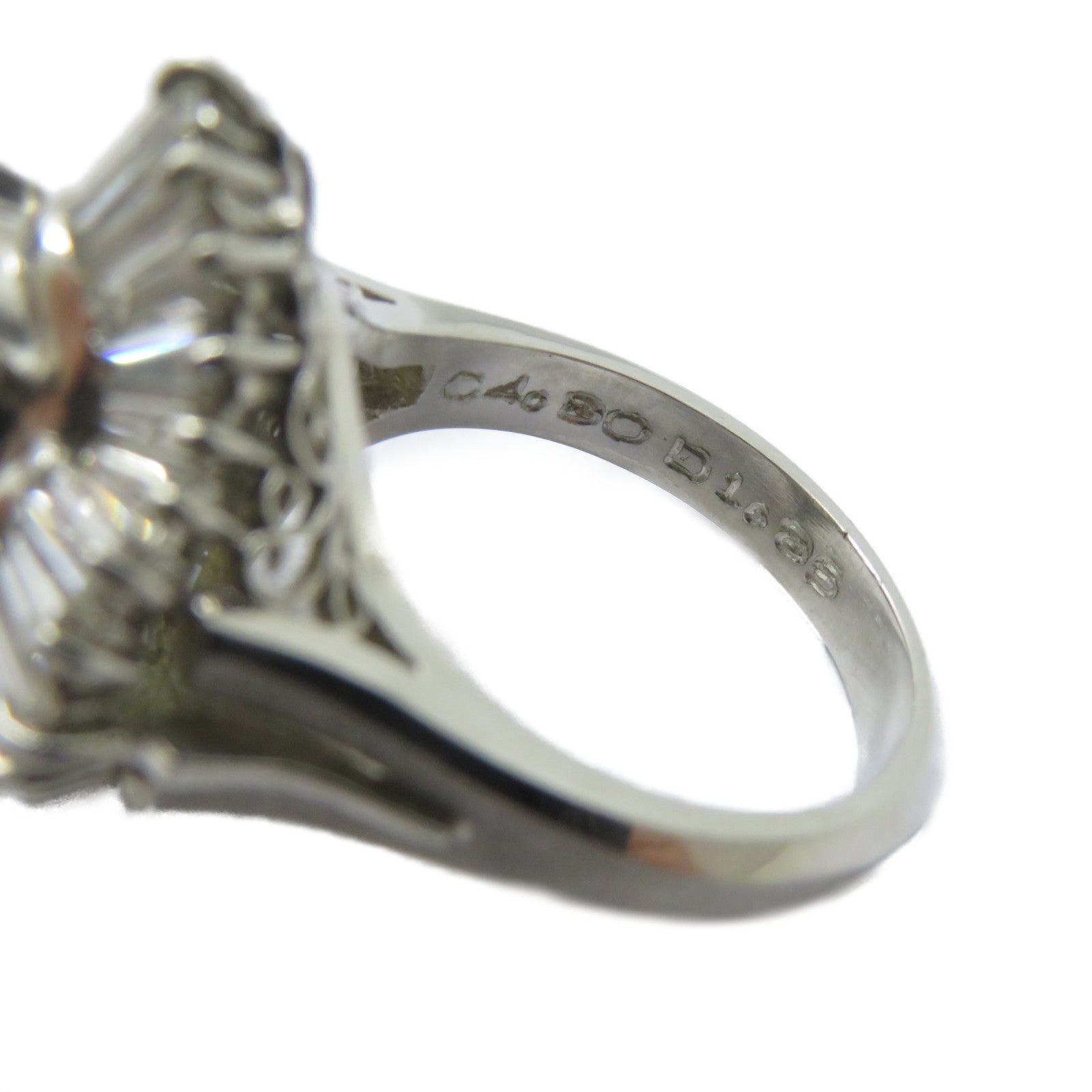 JEWELRY 【激減優惠】PT900鉑金Cat's Eye Ring 4.80ct貓眼石/1.86ct鑽石戒指US#6