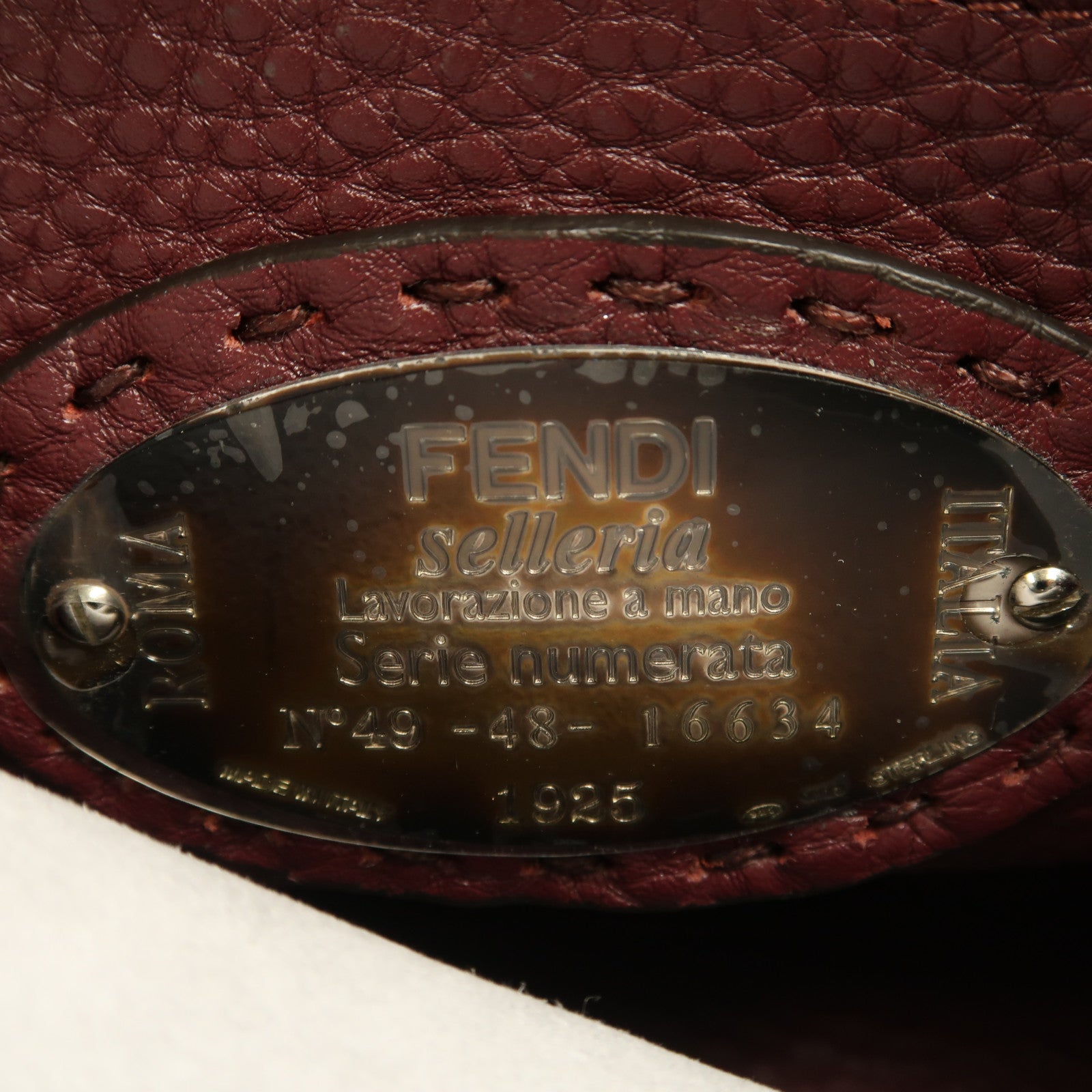 FENDI 牛皮皮革Peekaboo Mini銀扣手挽肩背兩用袋