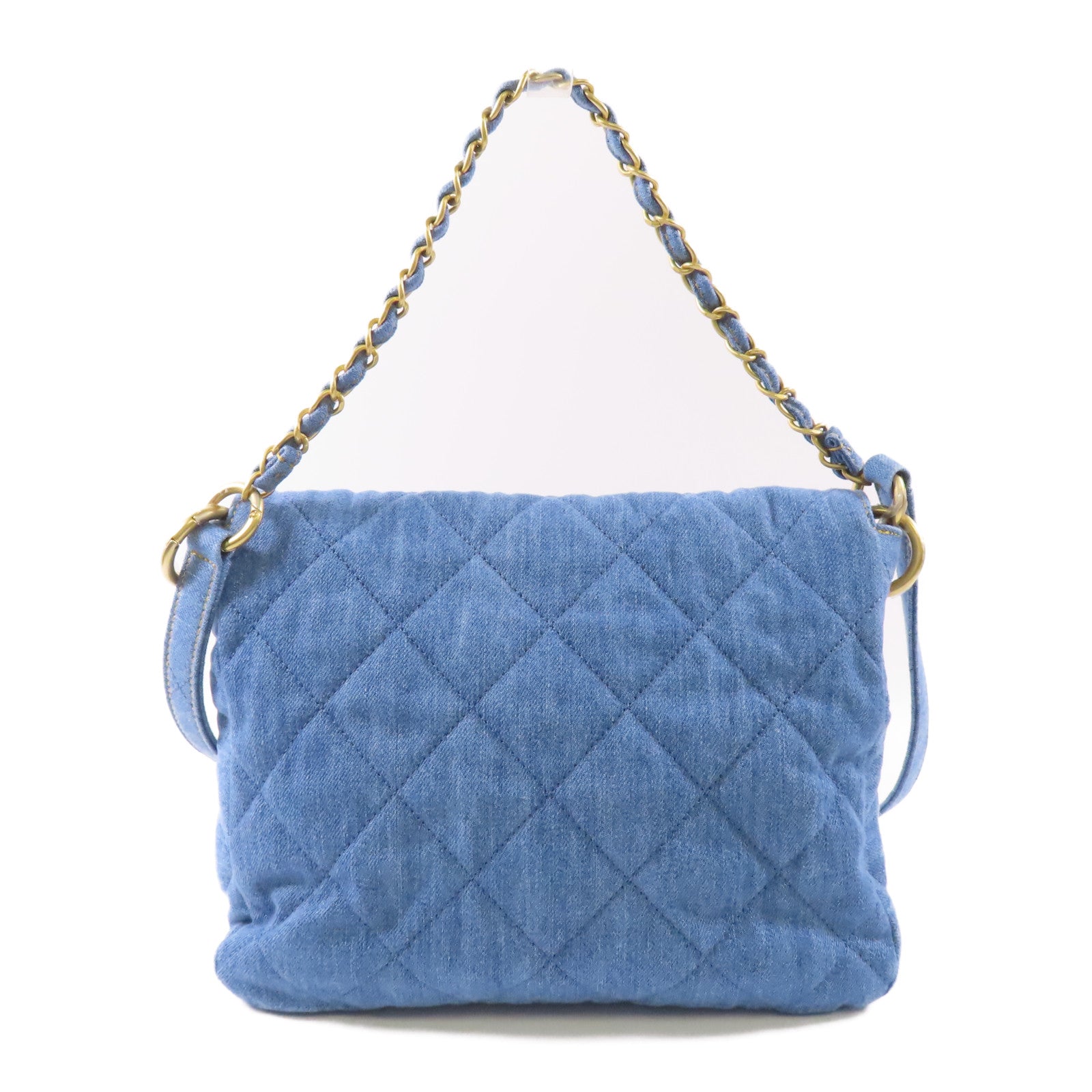 CHANEL 牛仔布Hobo 2 Way Bag金扣手挽肩背兩用袋
