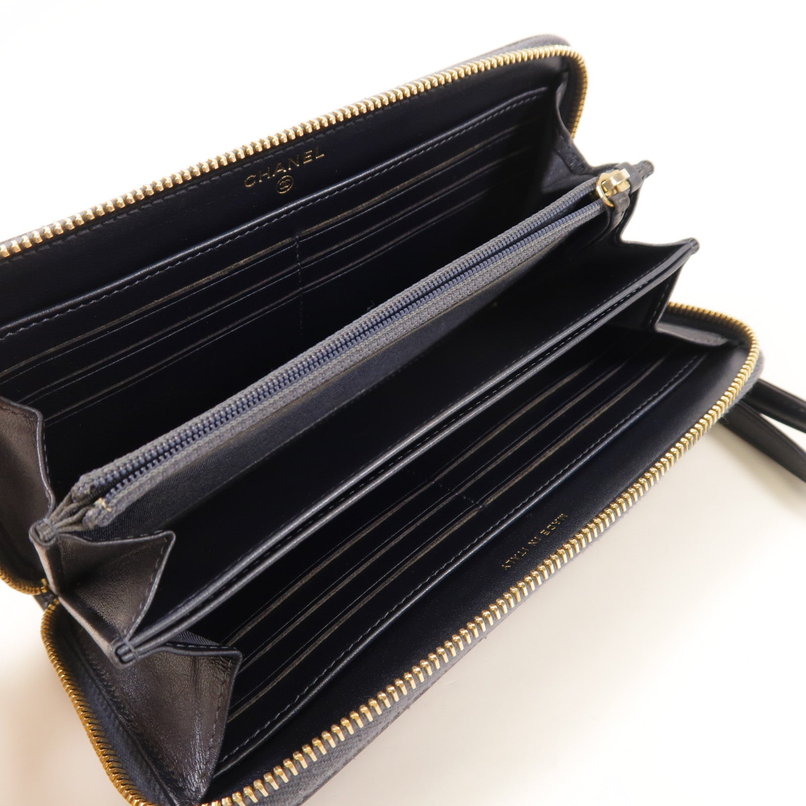 CHANEL 牛皮皮革Long Wallet金扣長錢包