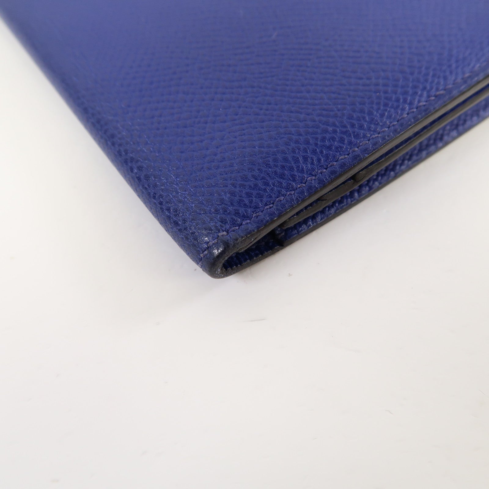 HERMES 【激減優惠】Epsom皮革Brean Long Wallet金扣長錢包電光藍色