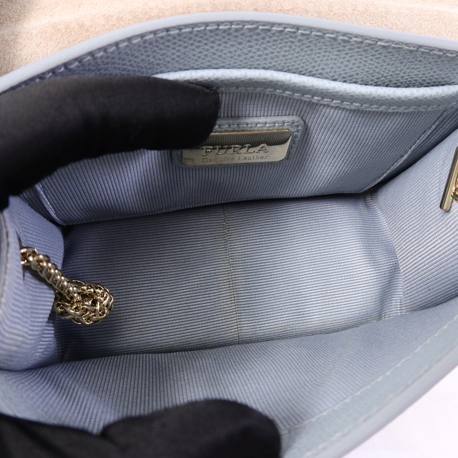 Furla 牛皮皮革Chain Shoulder鏈帶肩背袋