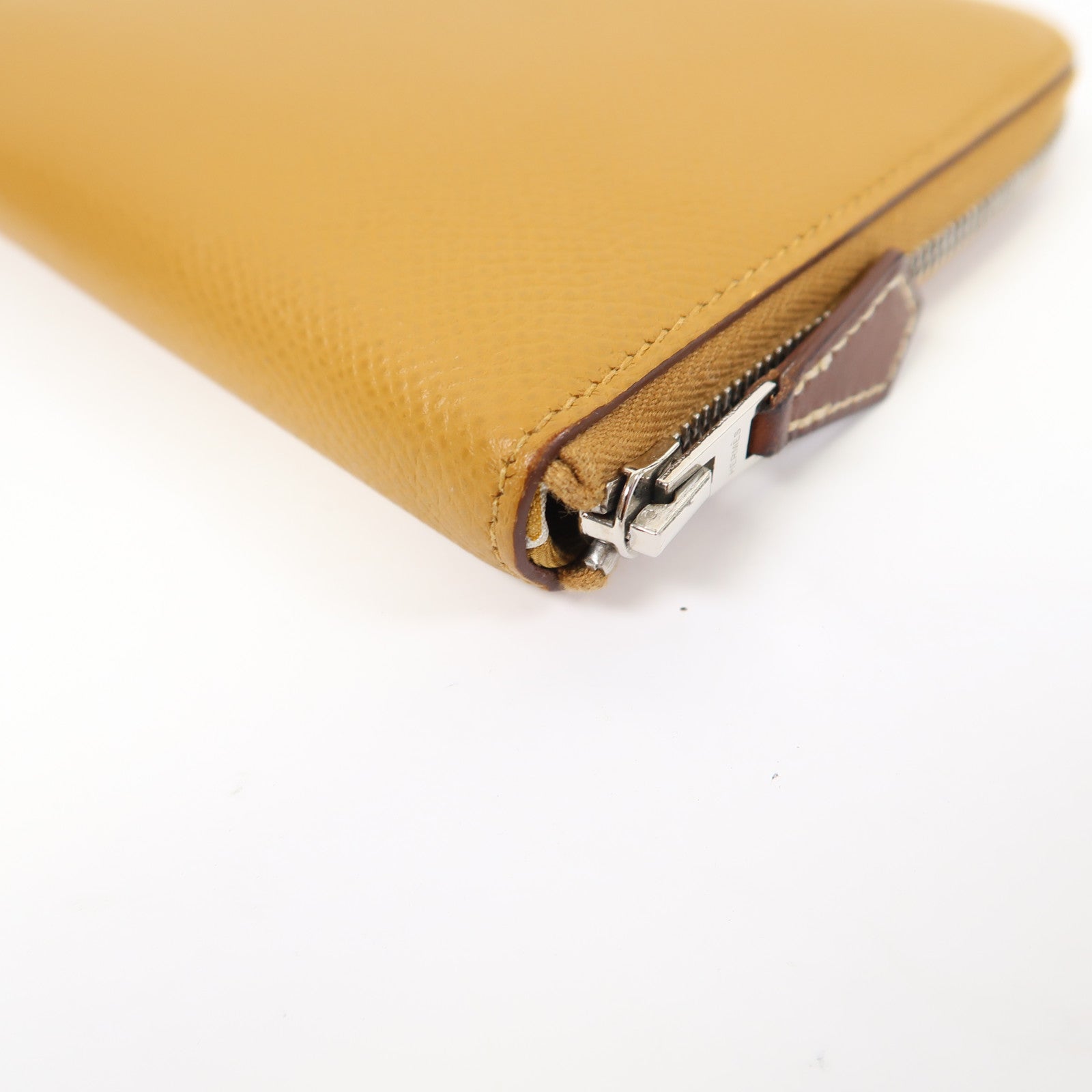 HERMES Epsom皮革Silk In銀扣長錢包芝麻色