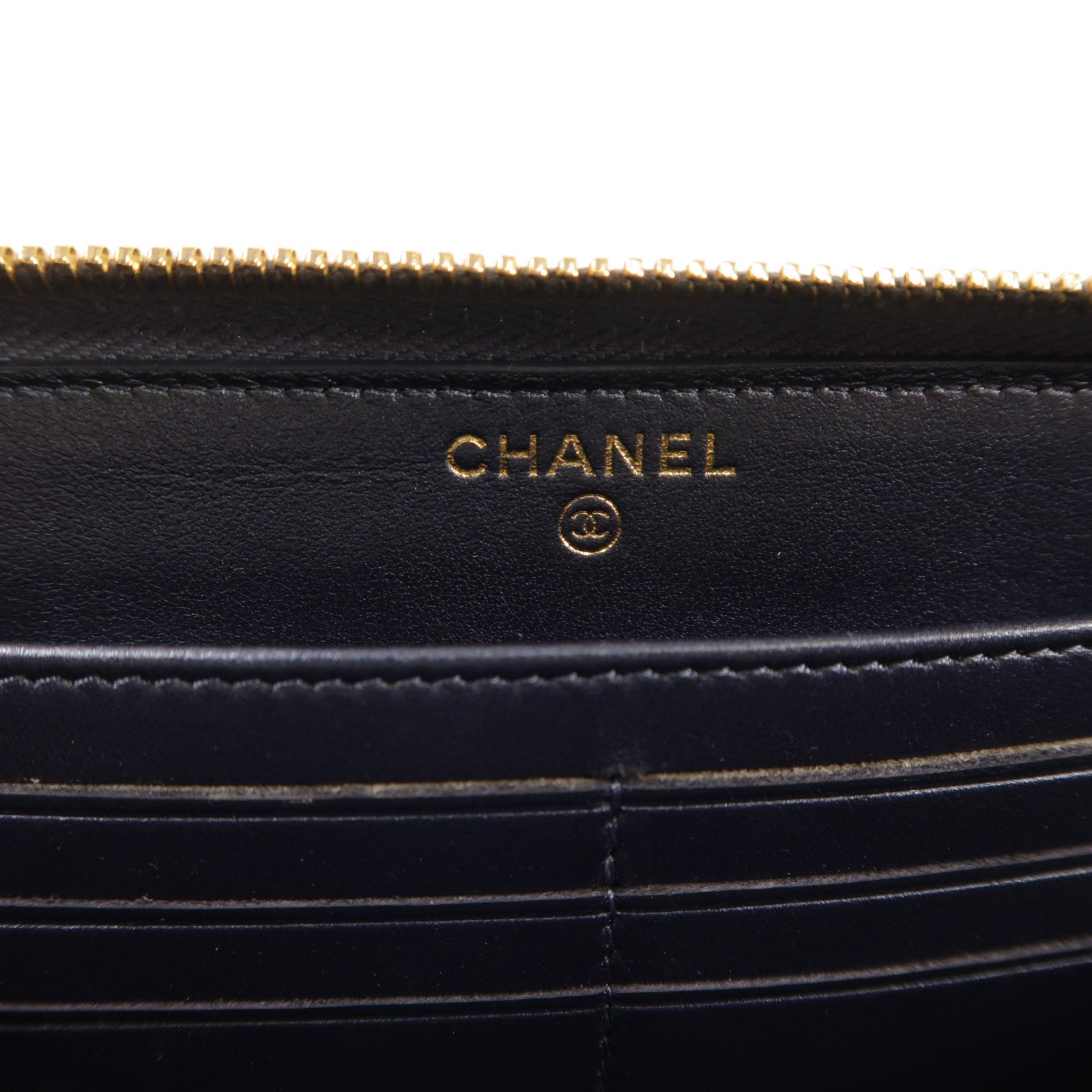 CHANEL 牛皮皮革Long Wallet金扣長錢包