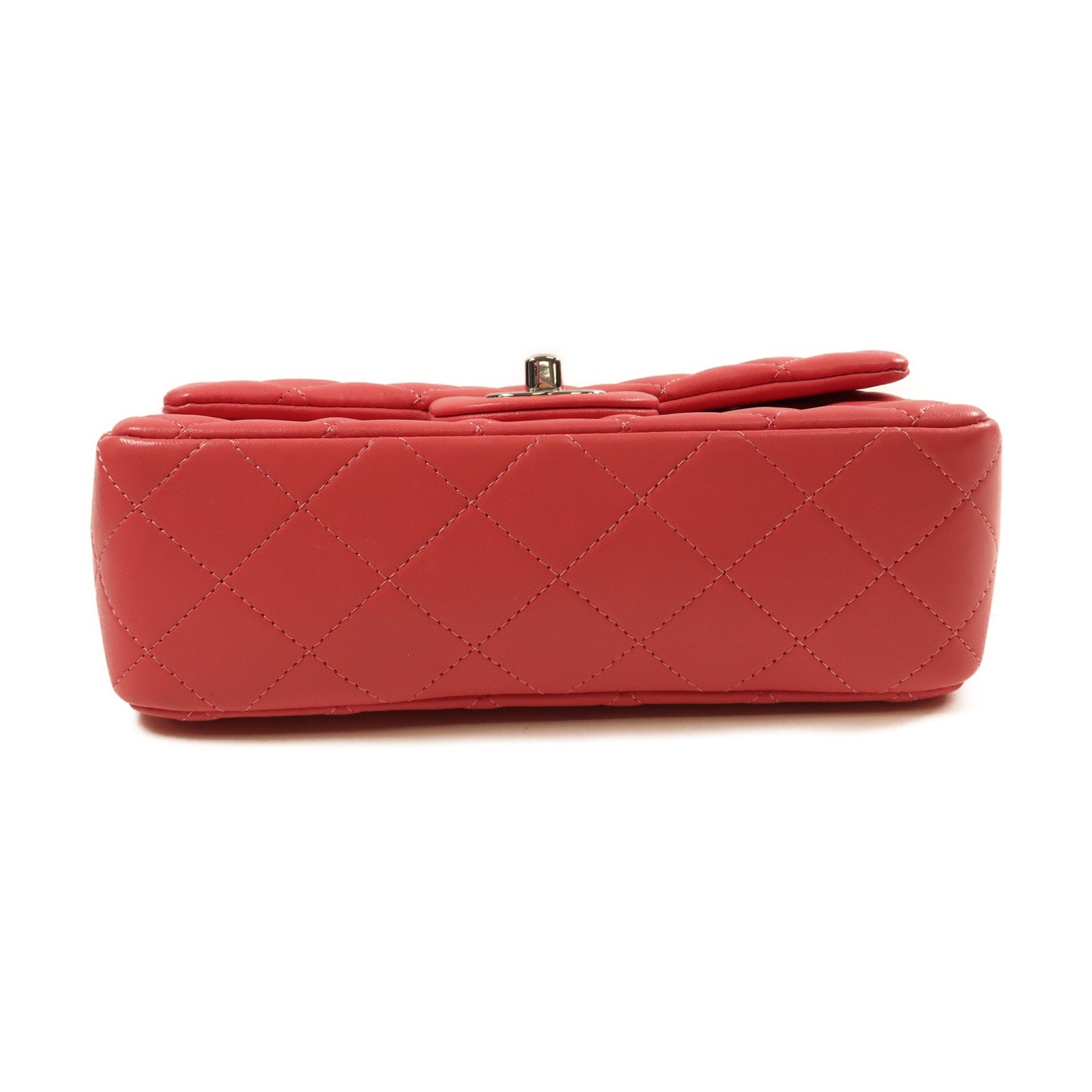 CHANEL 羊皮皮革Mini Classic 20銀扣鏈帶肩背袋粉紅色