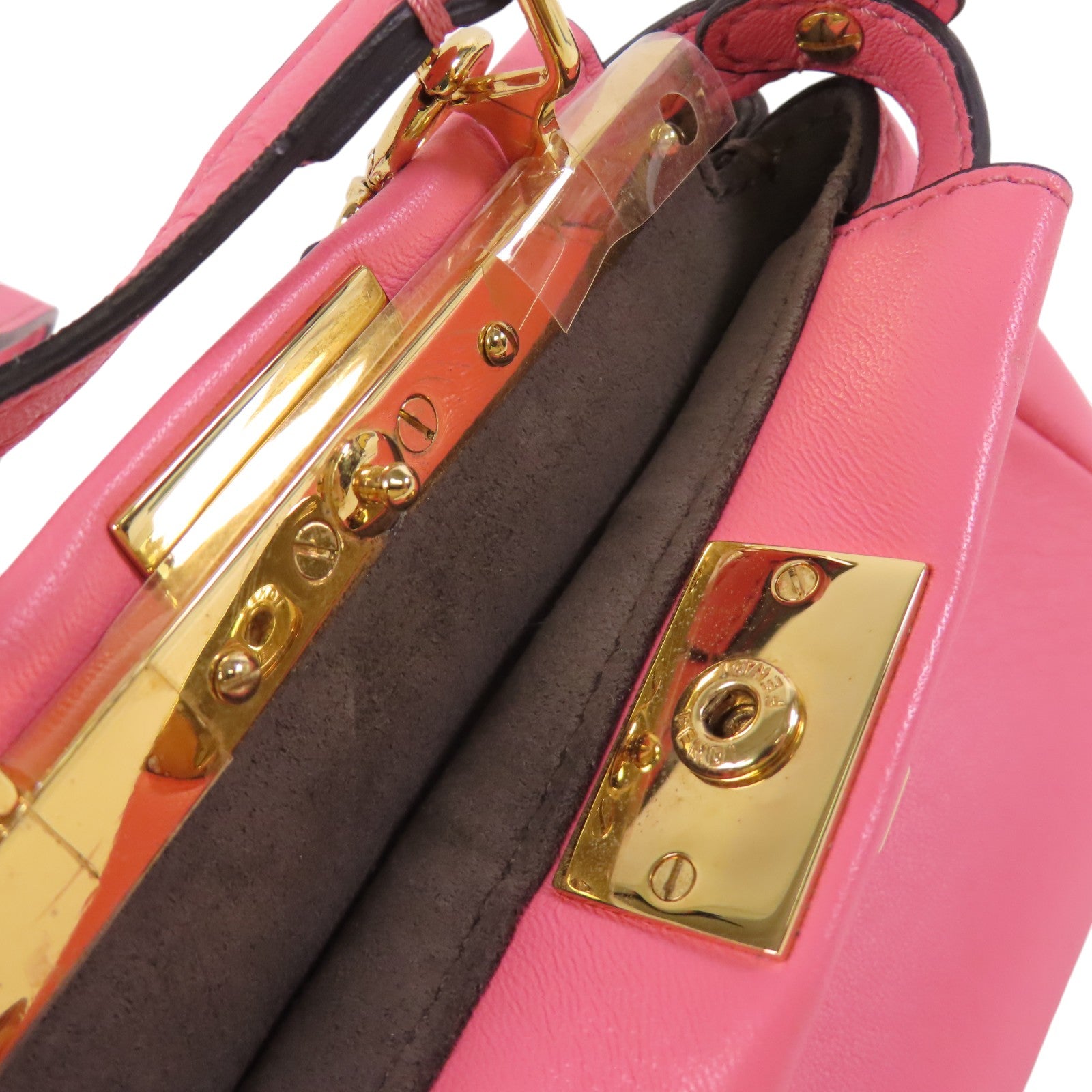 FENDI 【激減優惠】牛皮皮革Micro Peekaboo金扣肩背袋