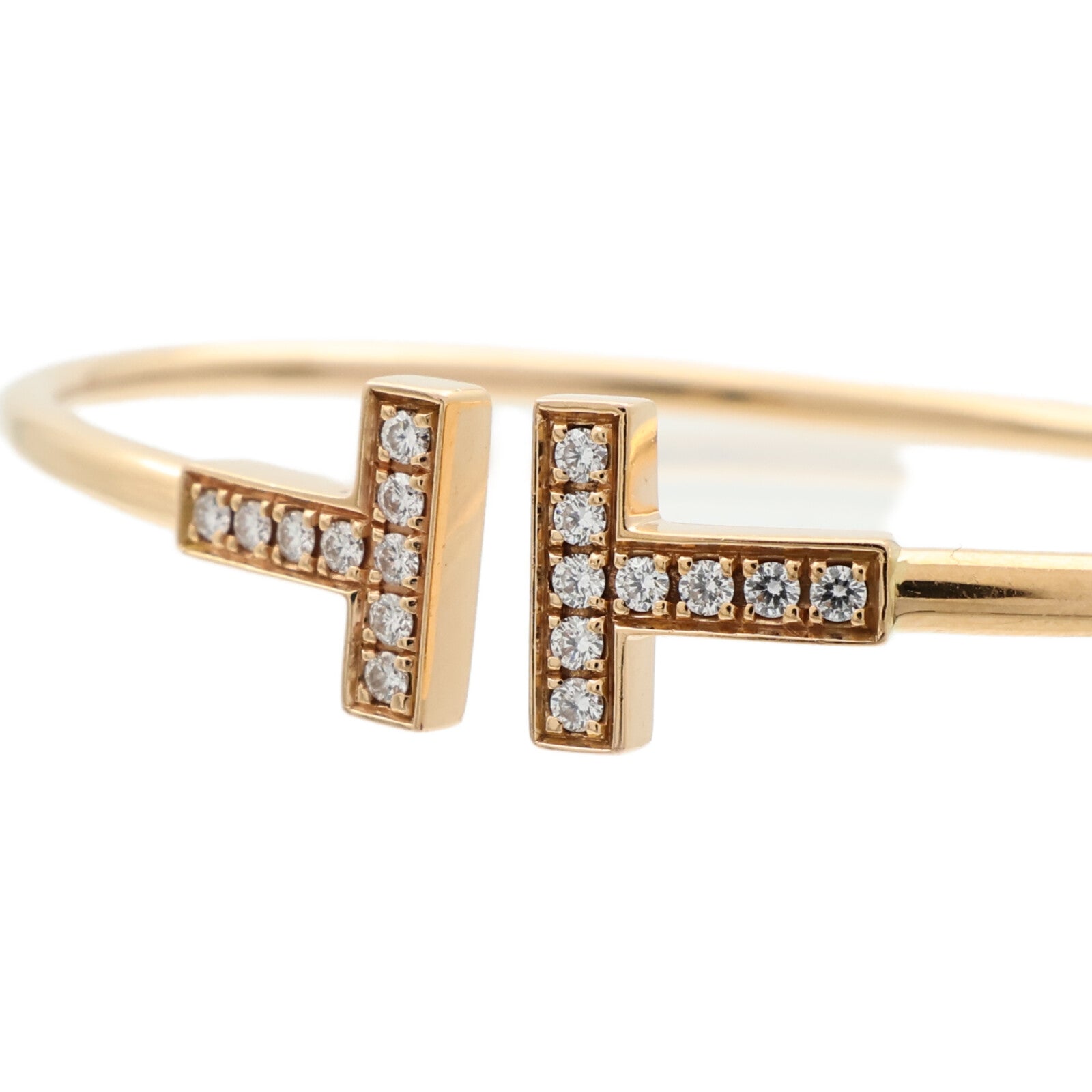 TIFFANY＆CO 18K玫瑰金T Wire Diamond Bracelet鑽石手鐲