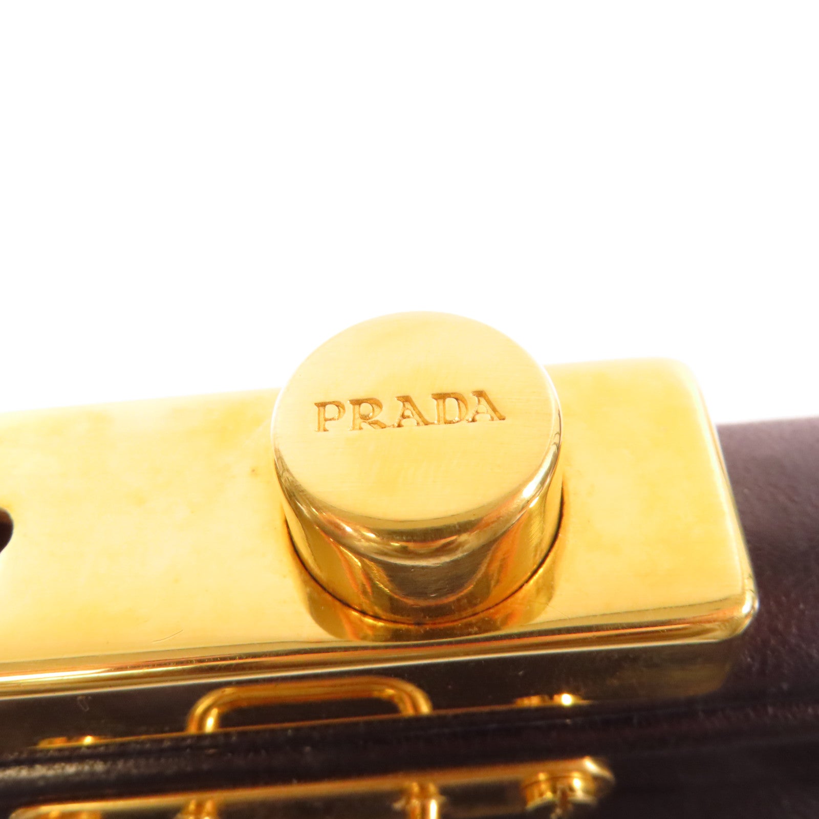 PRADA 羊皮皮革Shoulder Bag金扣肩背袋黑色