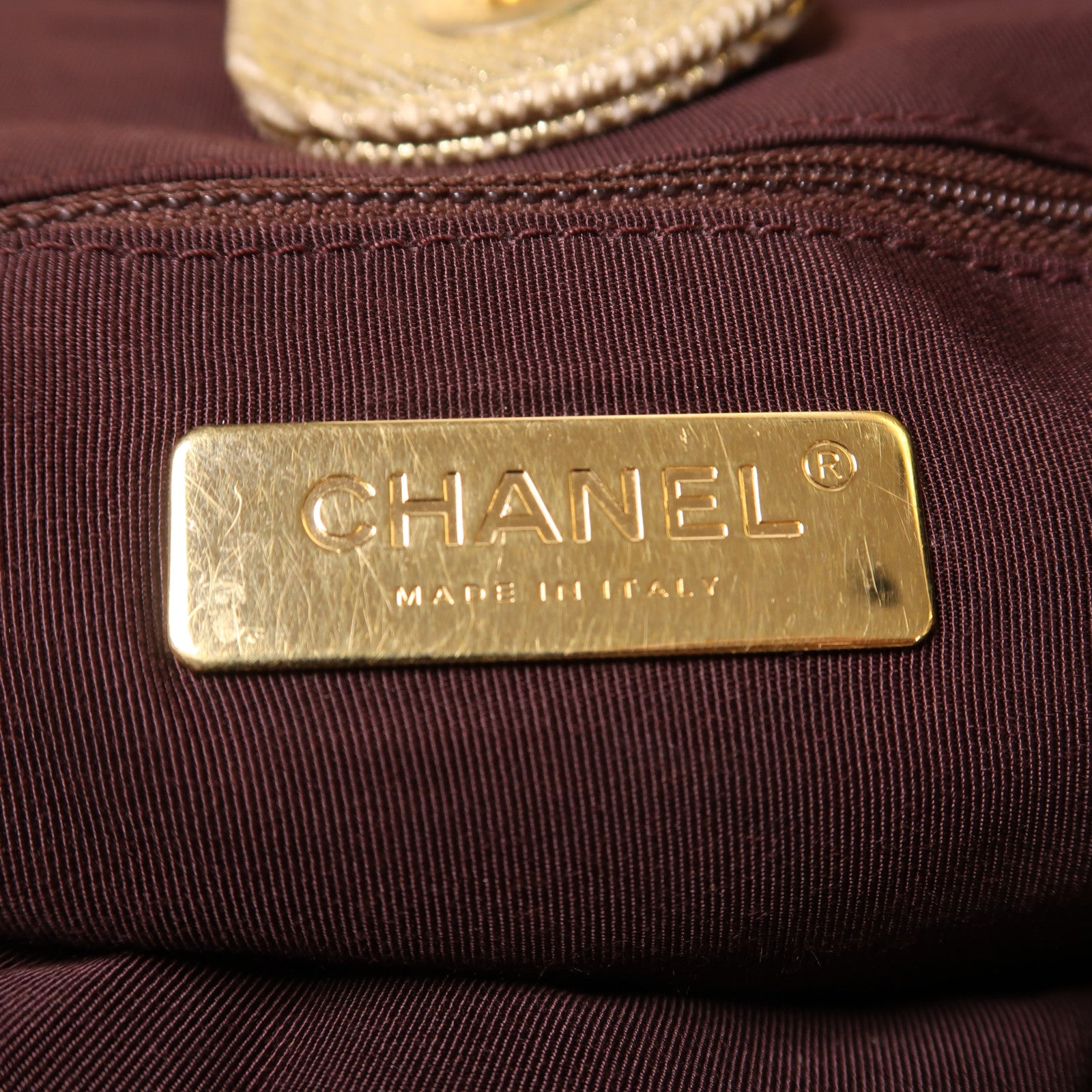 CHANEL 帆布2 Way Shoulder Bag金扣手挽肩背兩用袋金色/彩色