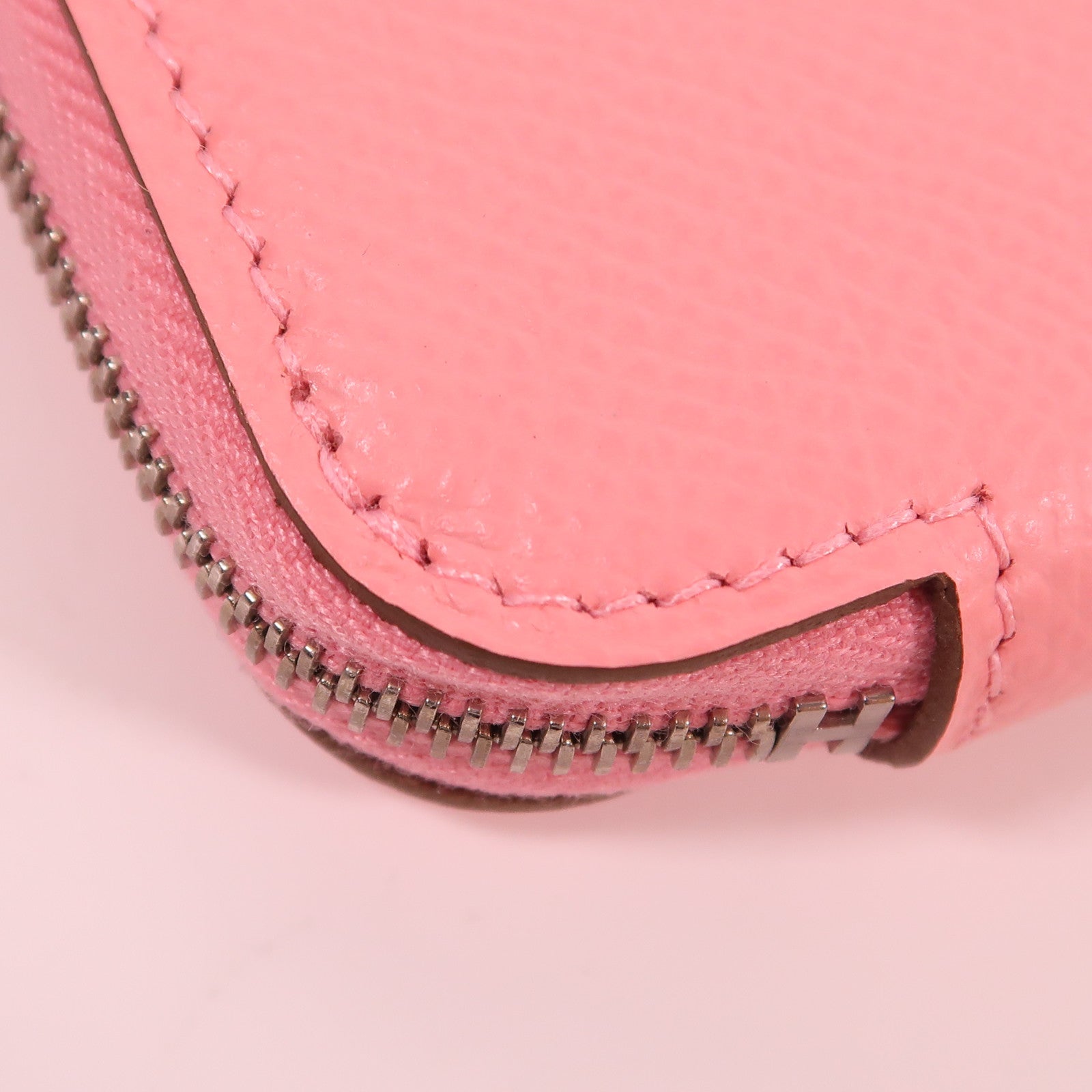 HERMES Epsom皮革Silk In Classic銀扣長錢包Rose Confetti