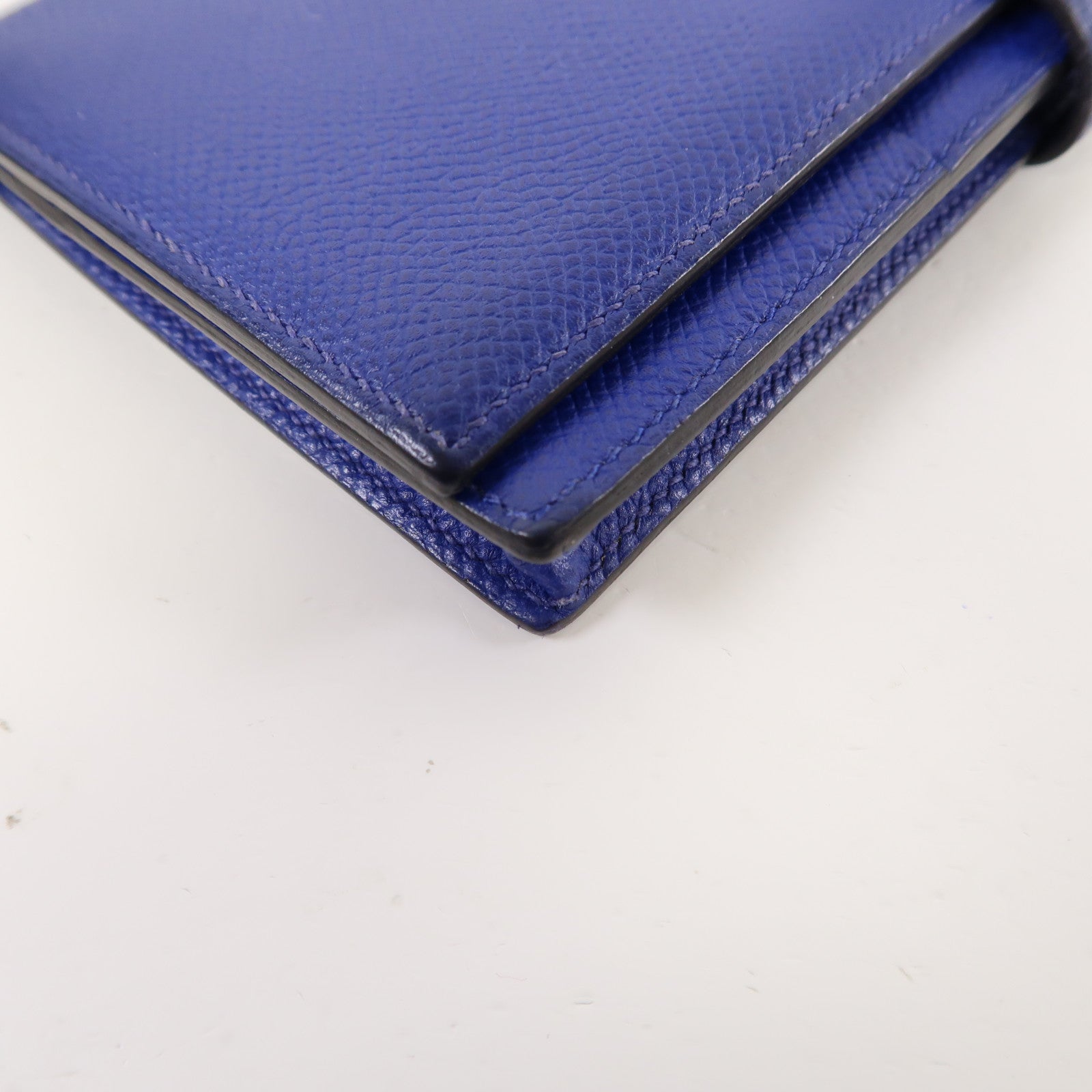 HERMES 【激減優惠】Epsom皮革Brean Long Wallet金扣長錢包電光藍色