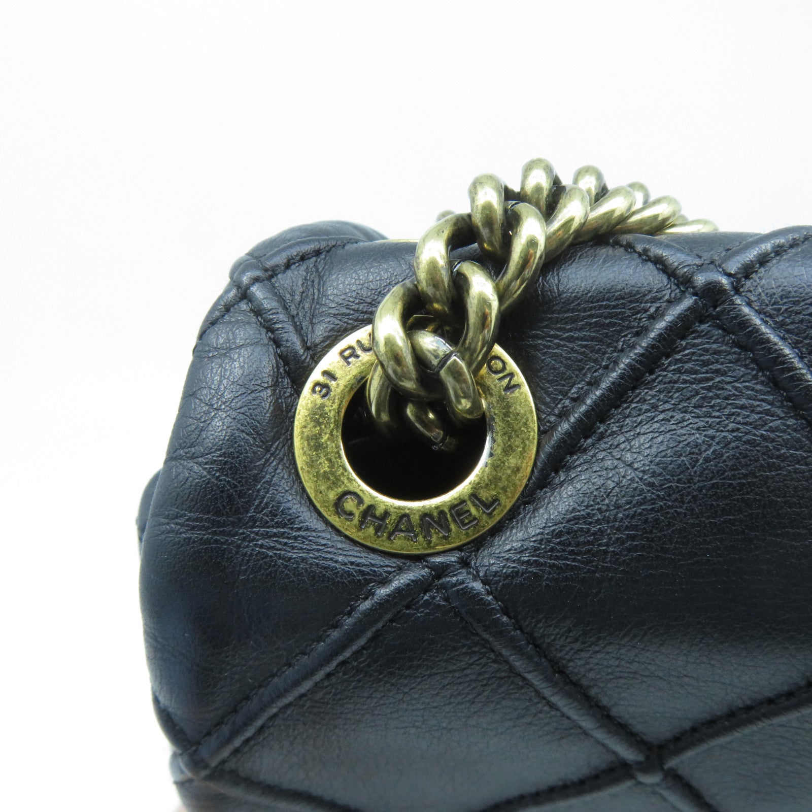 CHANEL 【激減優惠】菱格羊皮皮革Chain Shoulder金扣鏈帶肩背袋黑色