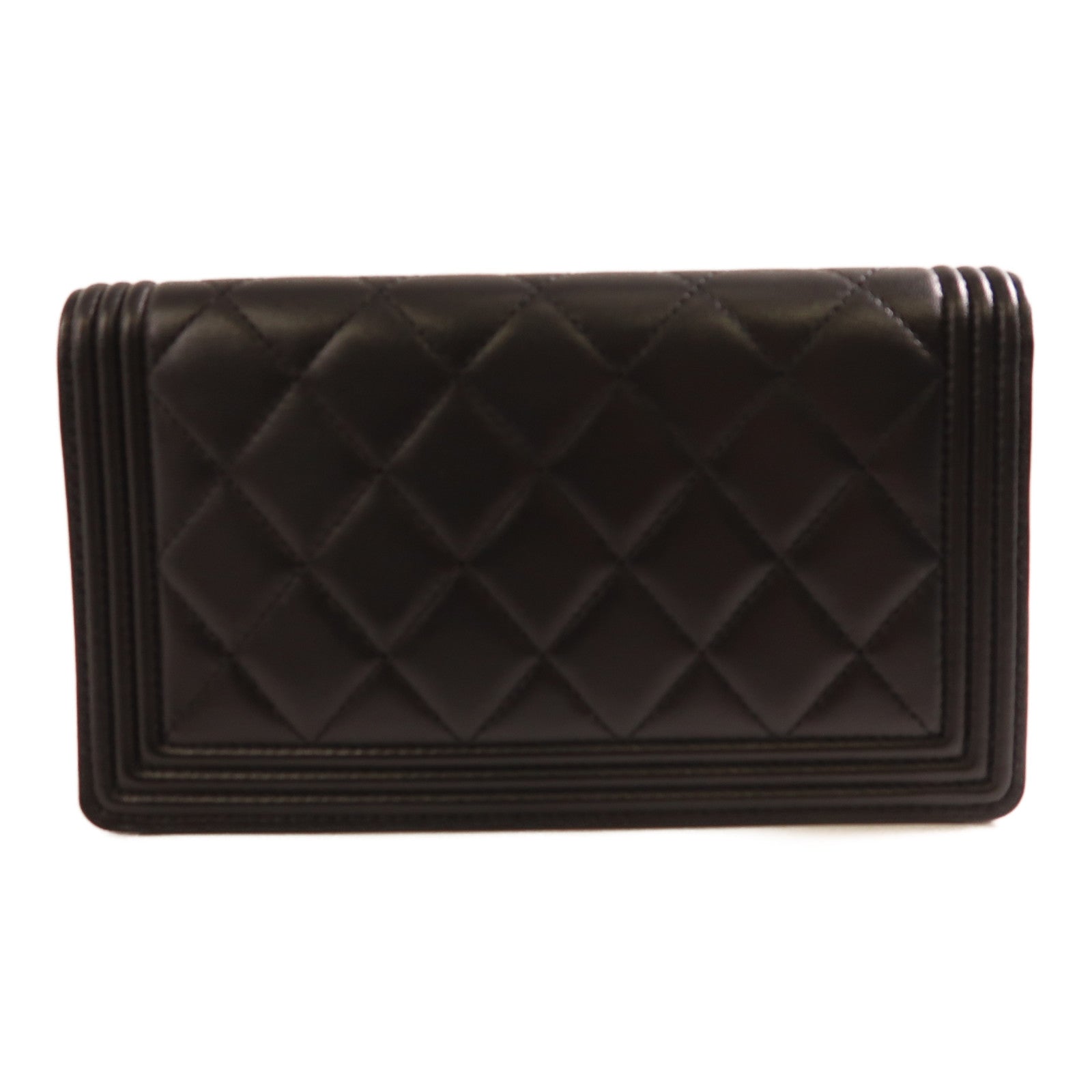 CHANEL 羊皮皮革Boy Wallet黑色