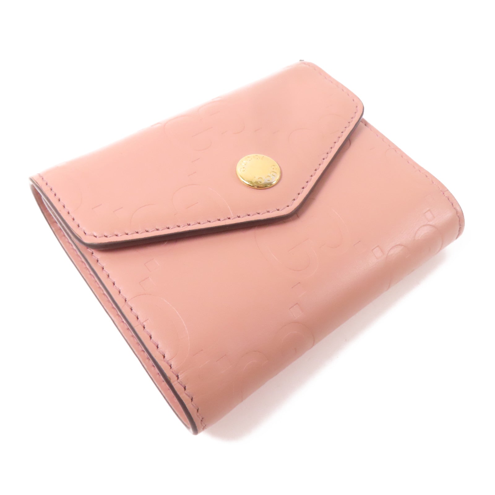 GUCCI 牛皮皮革Pocketbook金扣錢包粉紅色