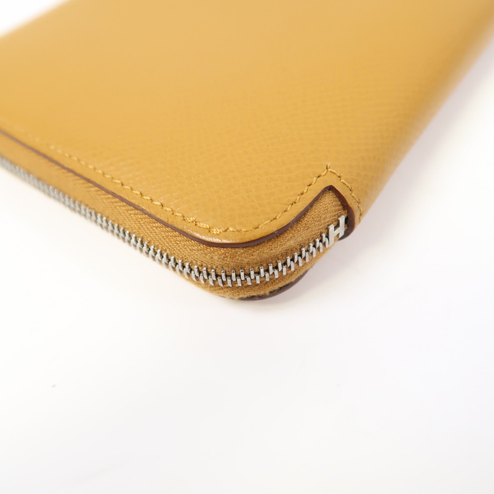 HERMES Epsom皮革Silk In銀扣長錢包芝麻色