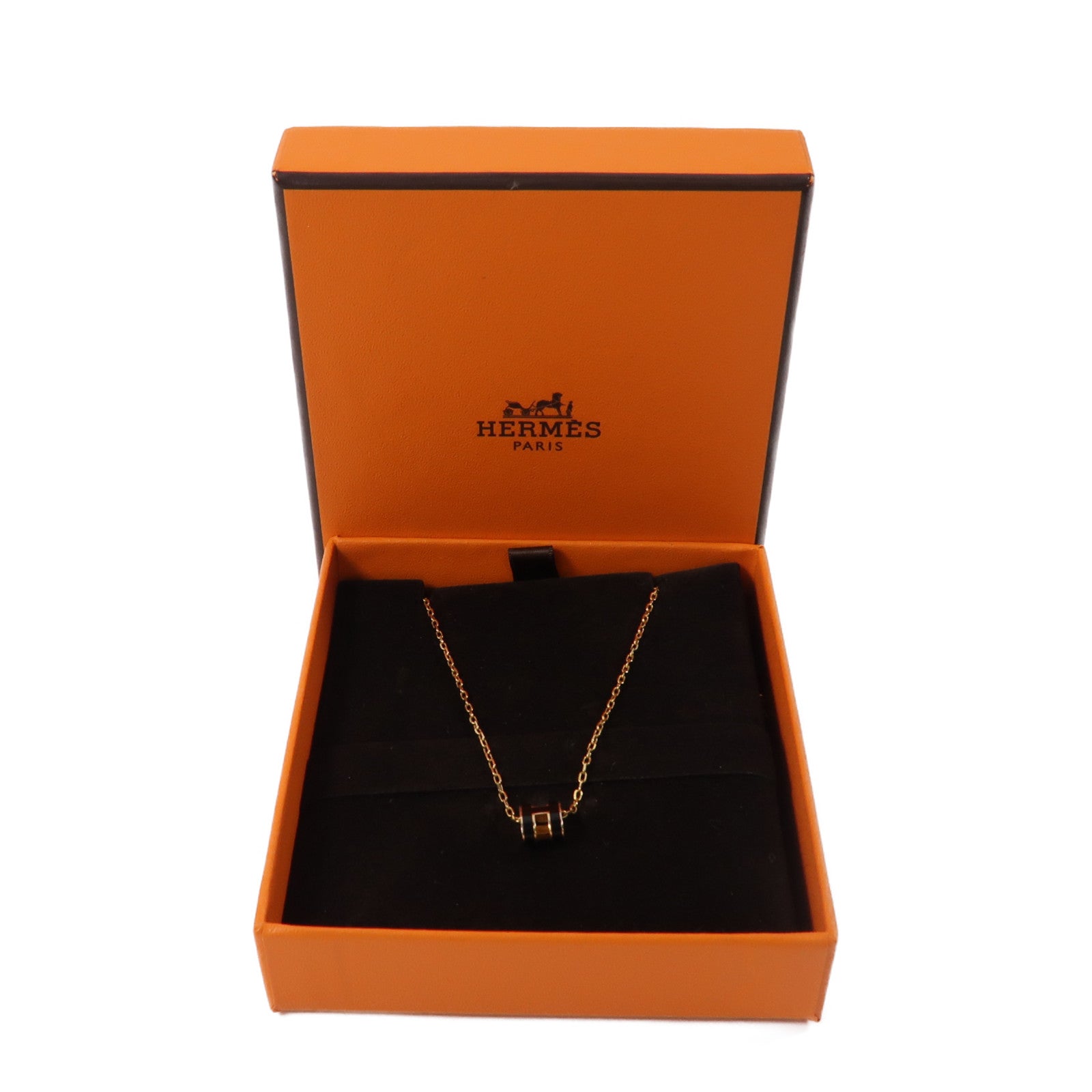 HERMES 金屬Mini Pop H Necklace金扣項鍊黑色/金色