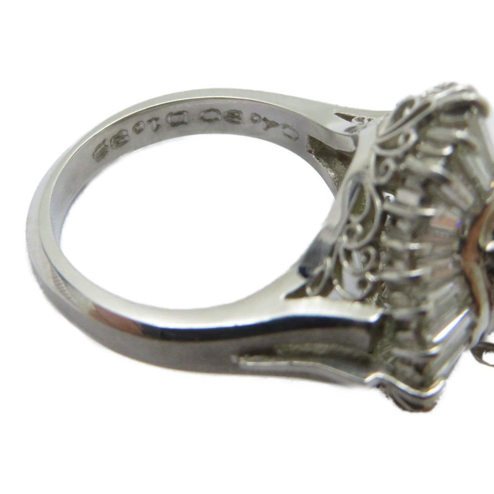 JEWELRY 【激減優惠】PT900鉑金Cat's Eye Ring 4.80ct貓眼石/1.86ct鑽石戒指US#6