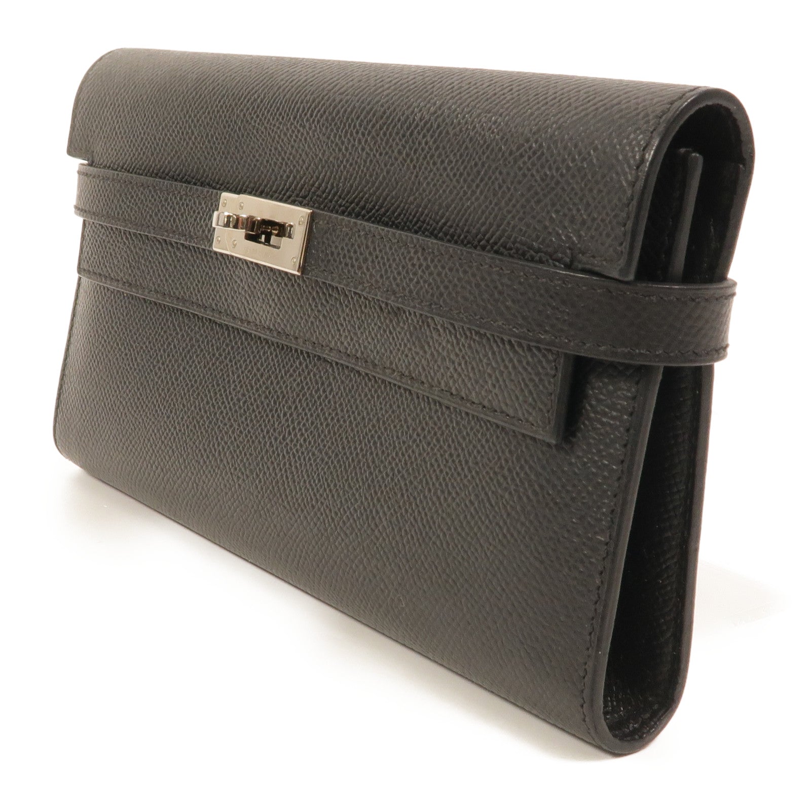 HERMES Epsom皮革Kelly Wallet長錢包Noir