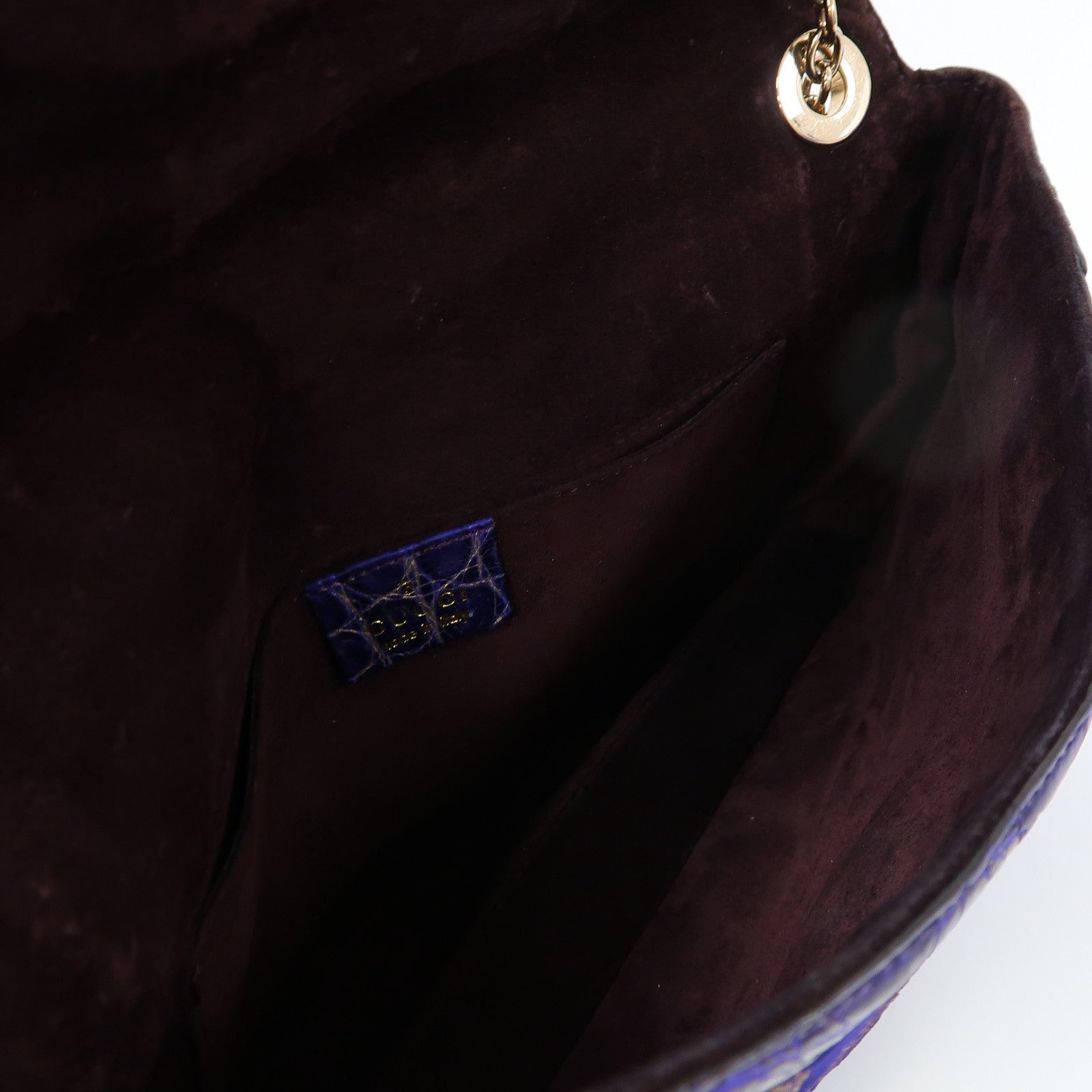GUCCI 【激減優惠】皮革Chain Shoulder金扣鏈帶肩背袋藍色