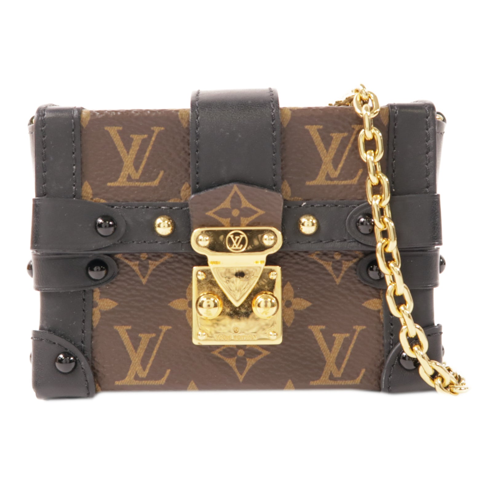LOUIS VUITTON Monogram Mini Essential Trunk金扣鏈帶肩背袋