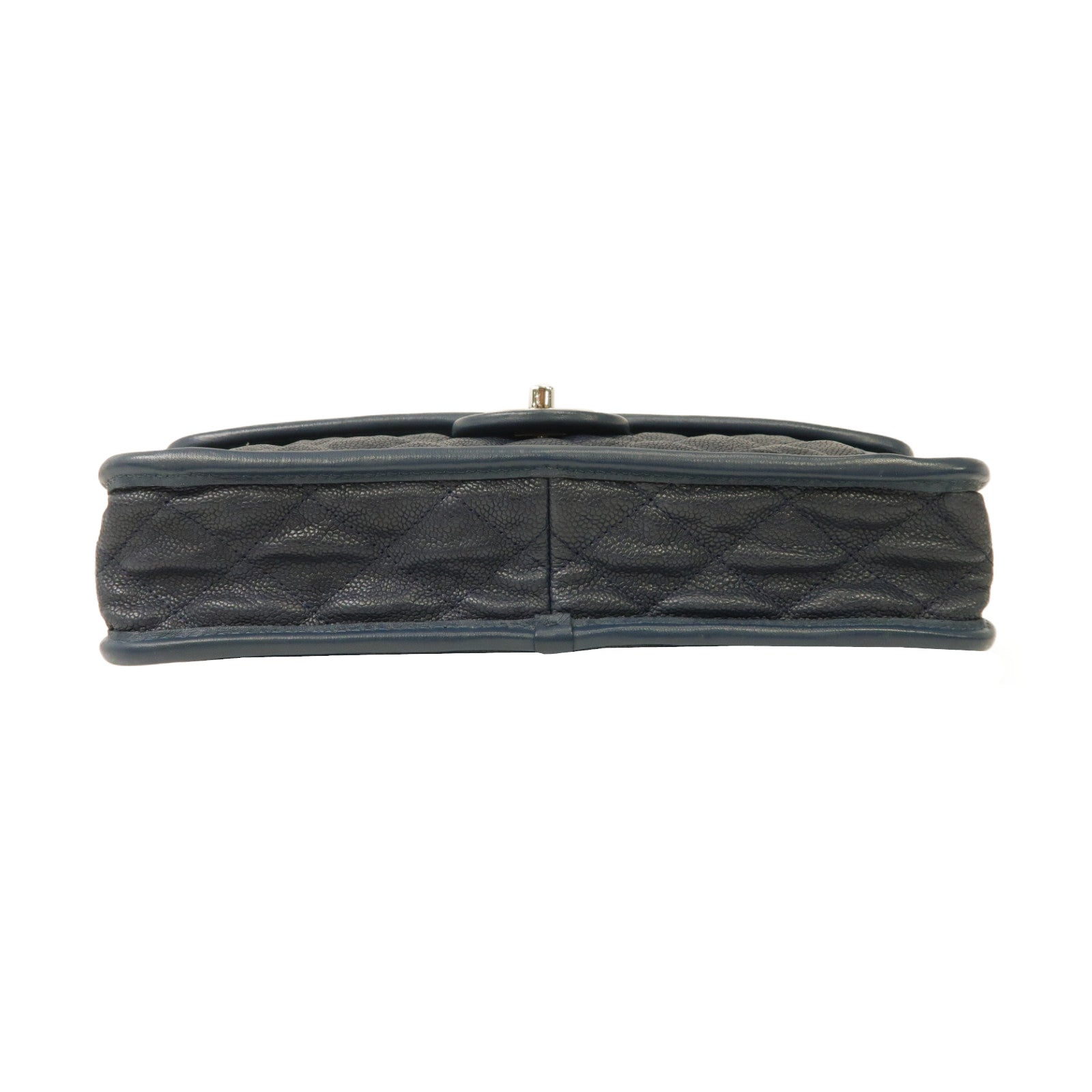 CHANEL 菱格皮革Shoulder Bag銀扣鏈帶肩背袋藍色