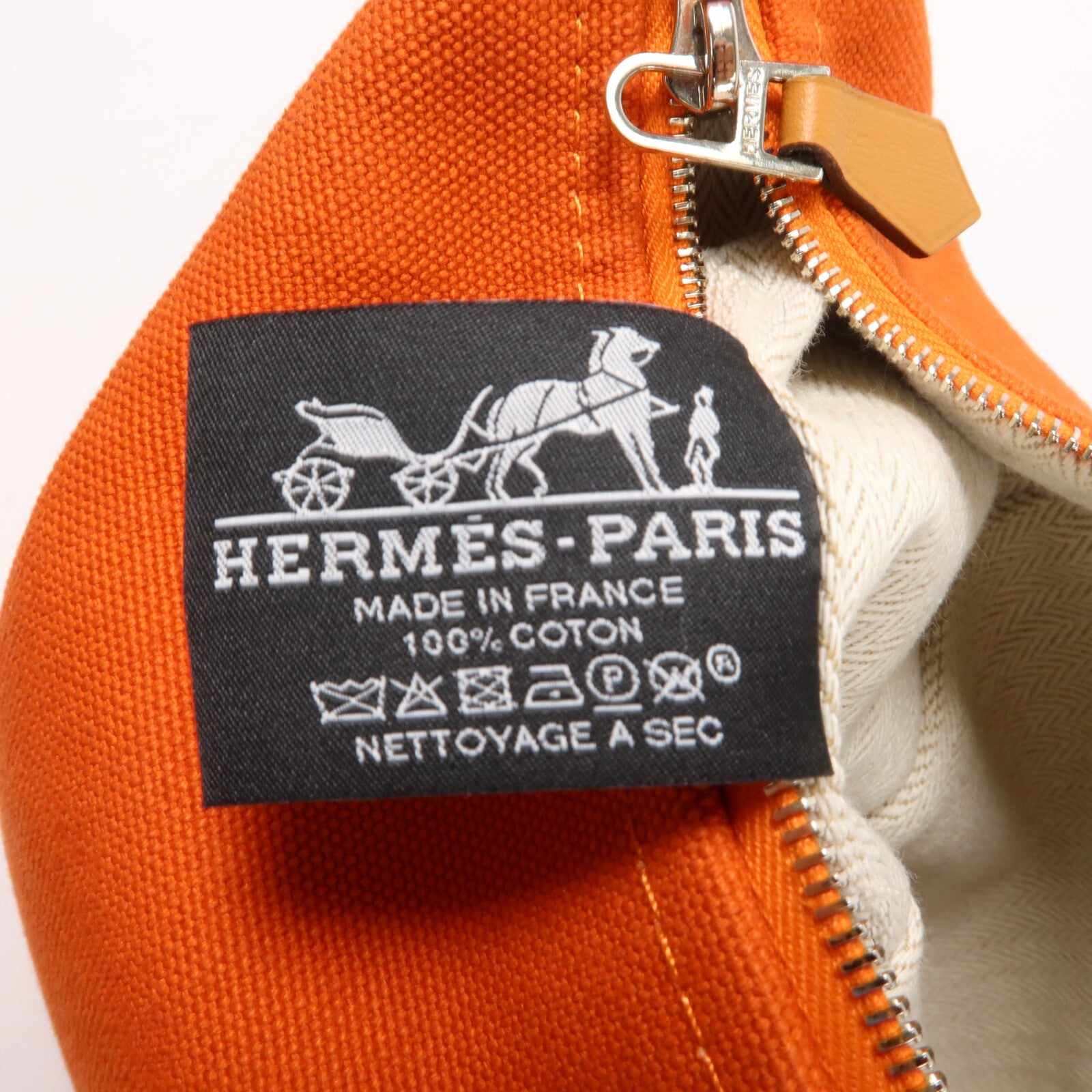 HERMES 帆布Bride A Brac PM手挽袋Orange