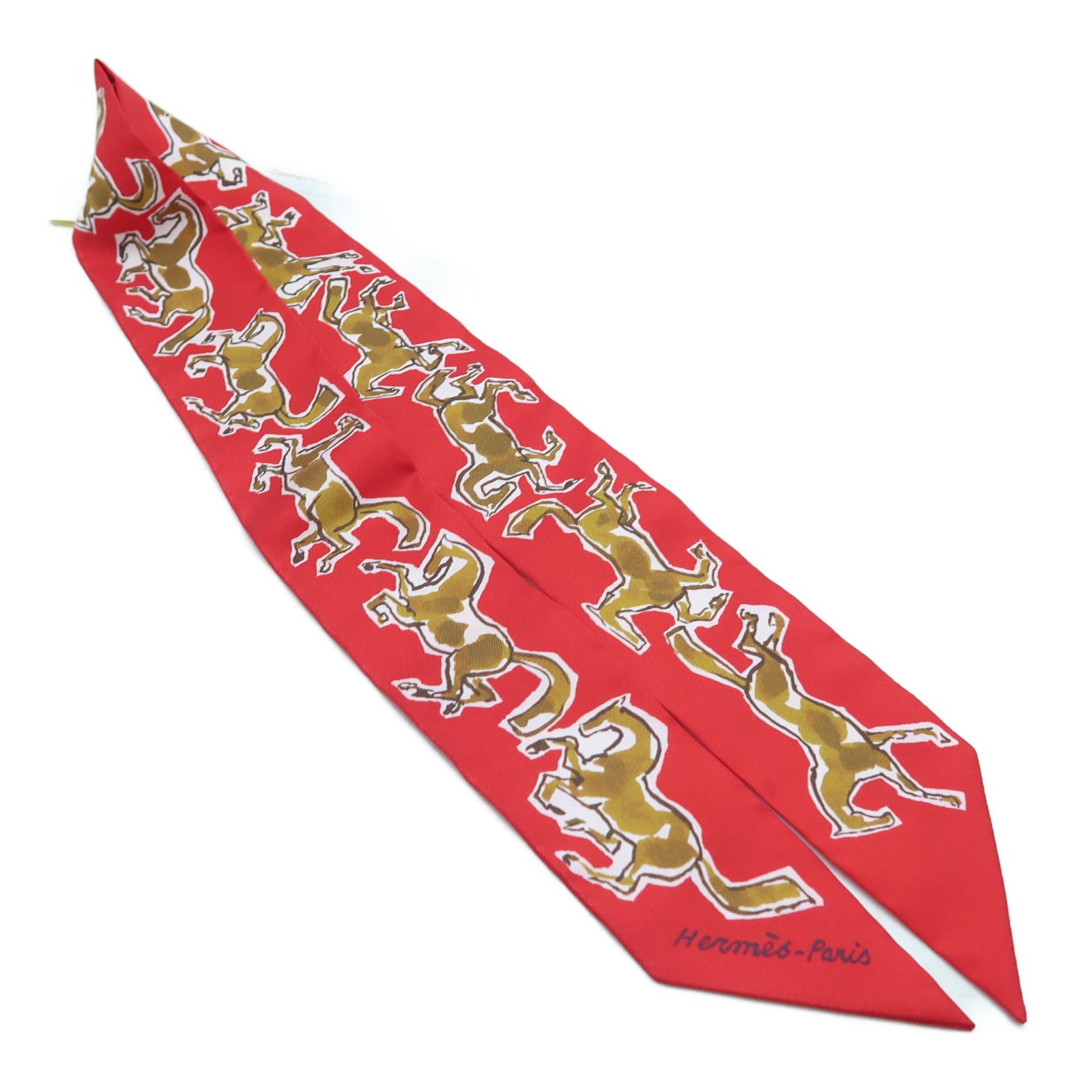 HERMES 【激減優惠】絲質Twilly絲巾紅色