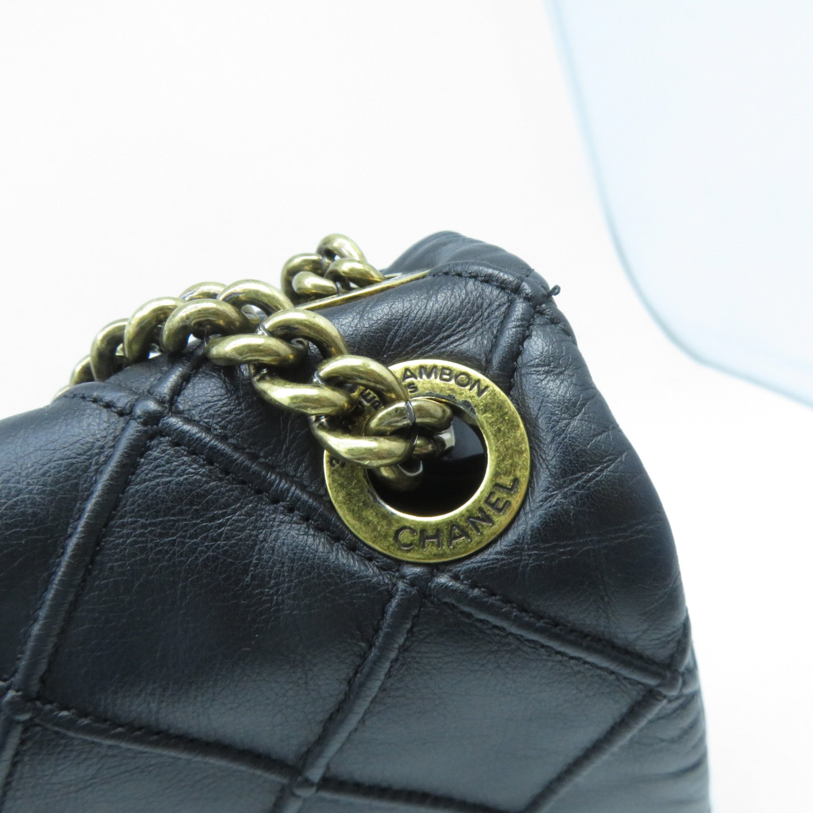 CHANEL 【激減優惠】菱格羊皮皮革Chain Shoulder金扣鏈帶肩背袋黑色