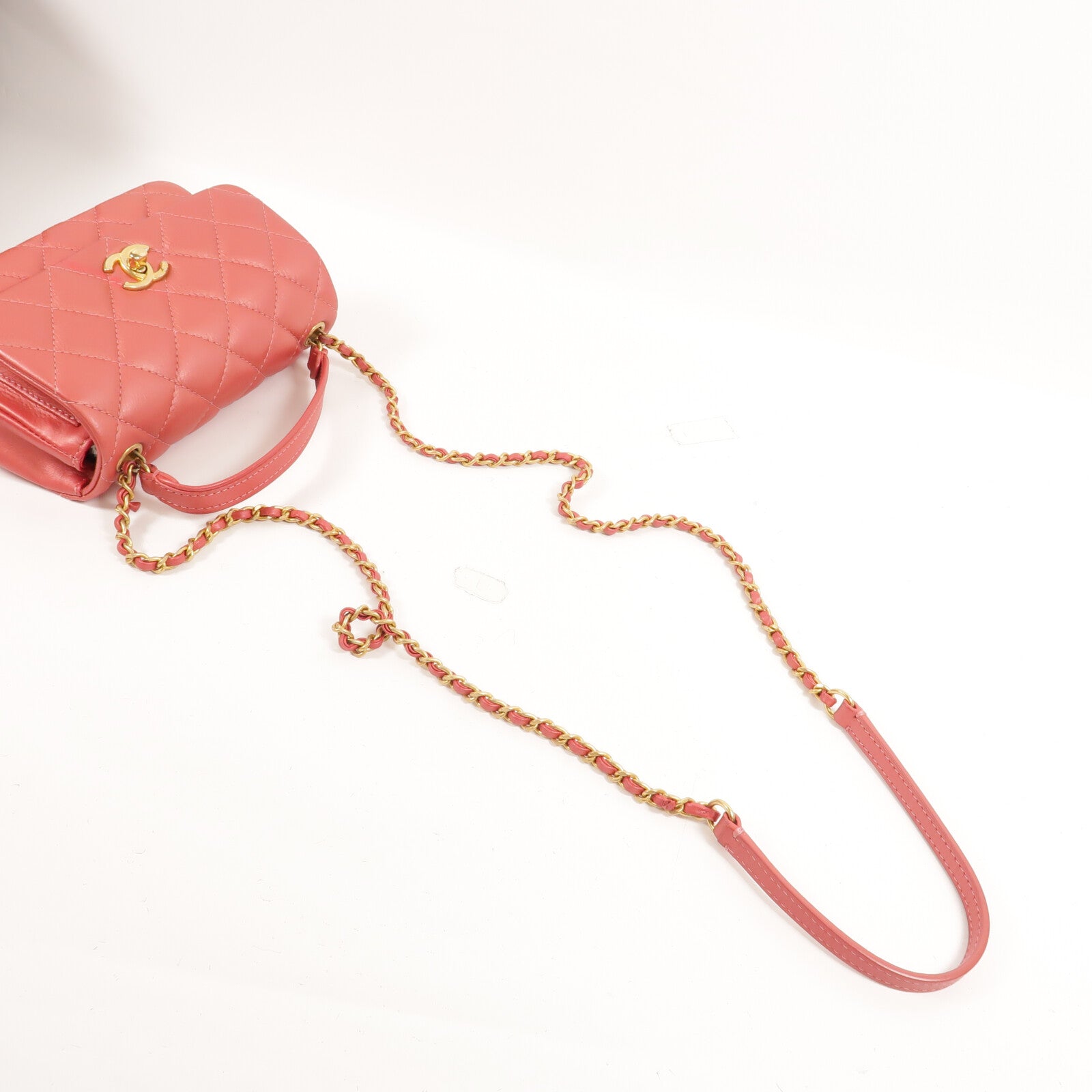 CHANEL 牛皮皮革Chain Shoulder Bag鏈帶手挽肩背兩用袋