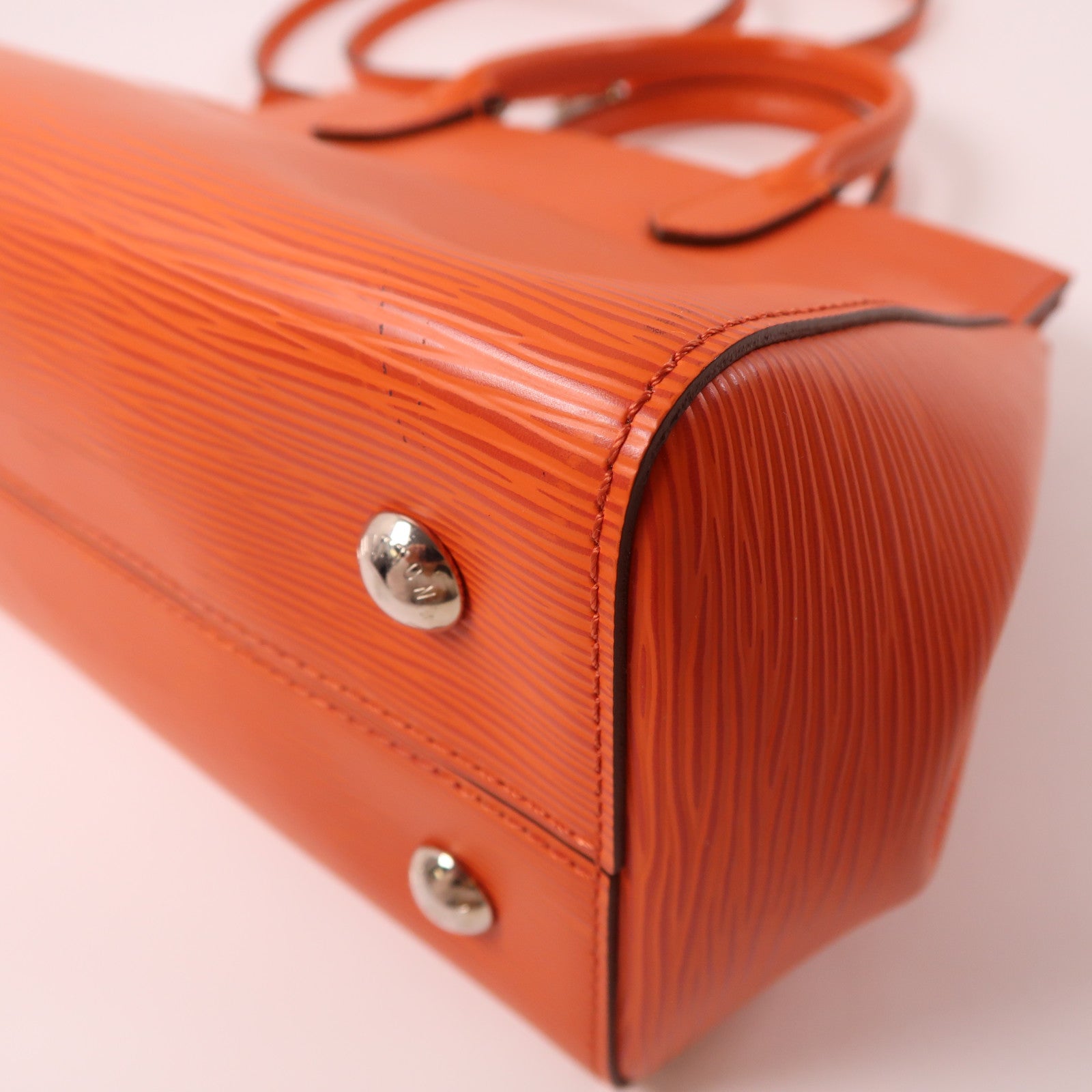 LOUIS VUITTON Epi Marly BB銀扣手挽肩背兩用袋橙色