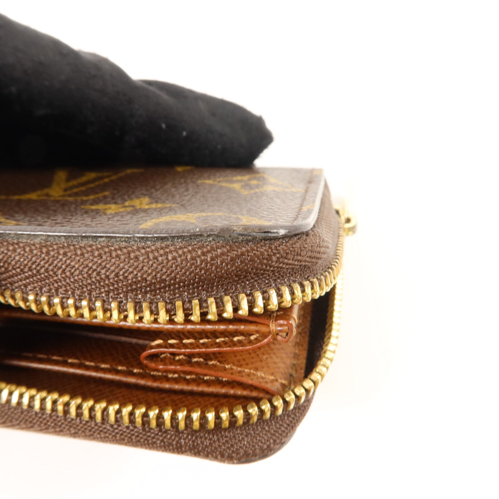 LOUIS VUITTON Monogram Zippy Coin Purse金扣零錢包棕色
