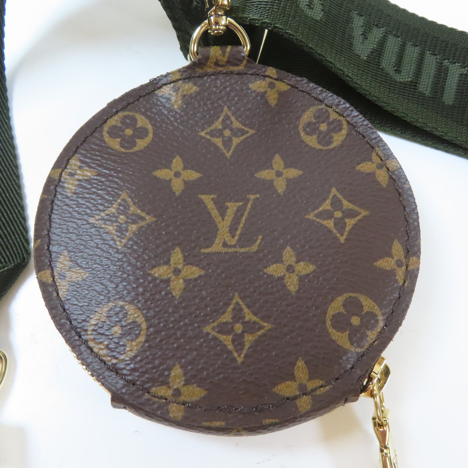 LOUIS VUITTON Monogram Multi Pochette Accessories金扣肩背袋綠色/啡色