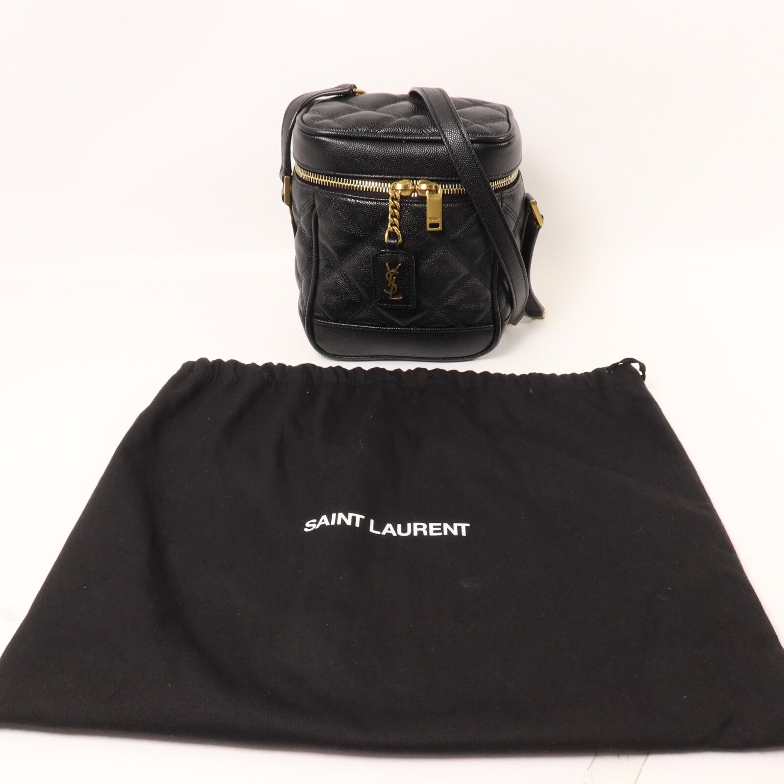 SAINT LAURENT 牛皮皮革Grain De Poudre Vanity Case鏈帶肩背袋