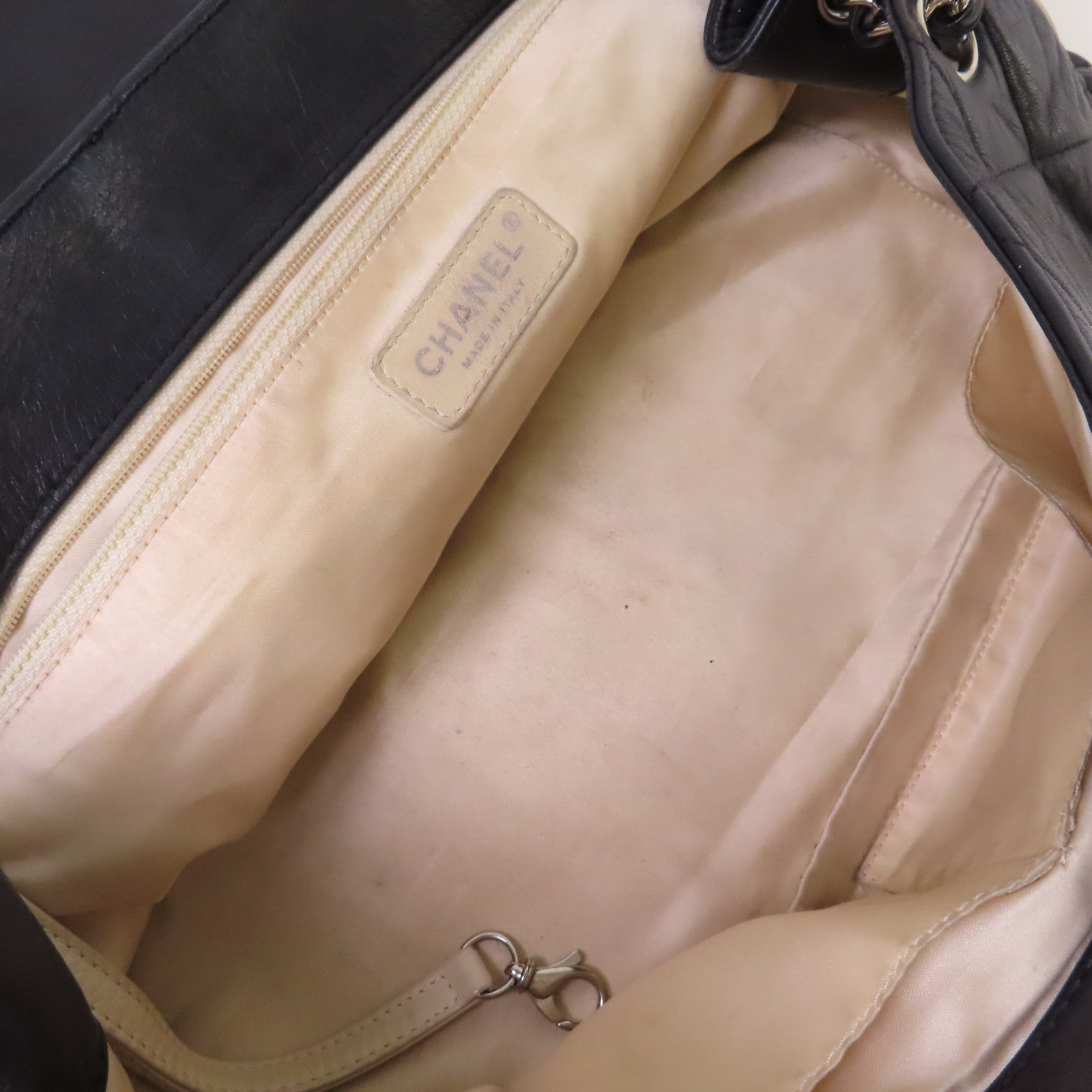 CHANEL 【激減優惠】菱格牛皮皮革Chain Shoulder Bag銀扣鏈帶肩背袋黑色
