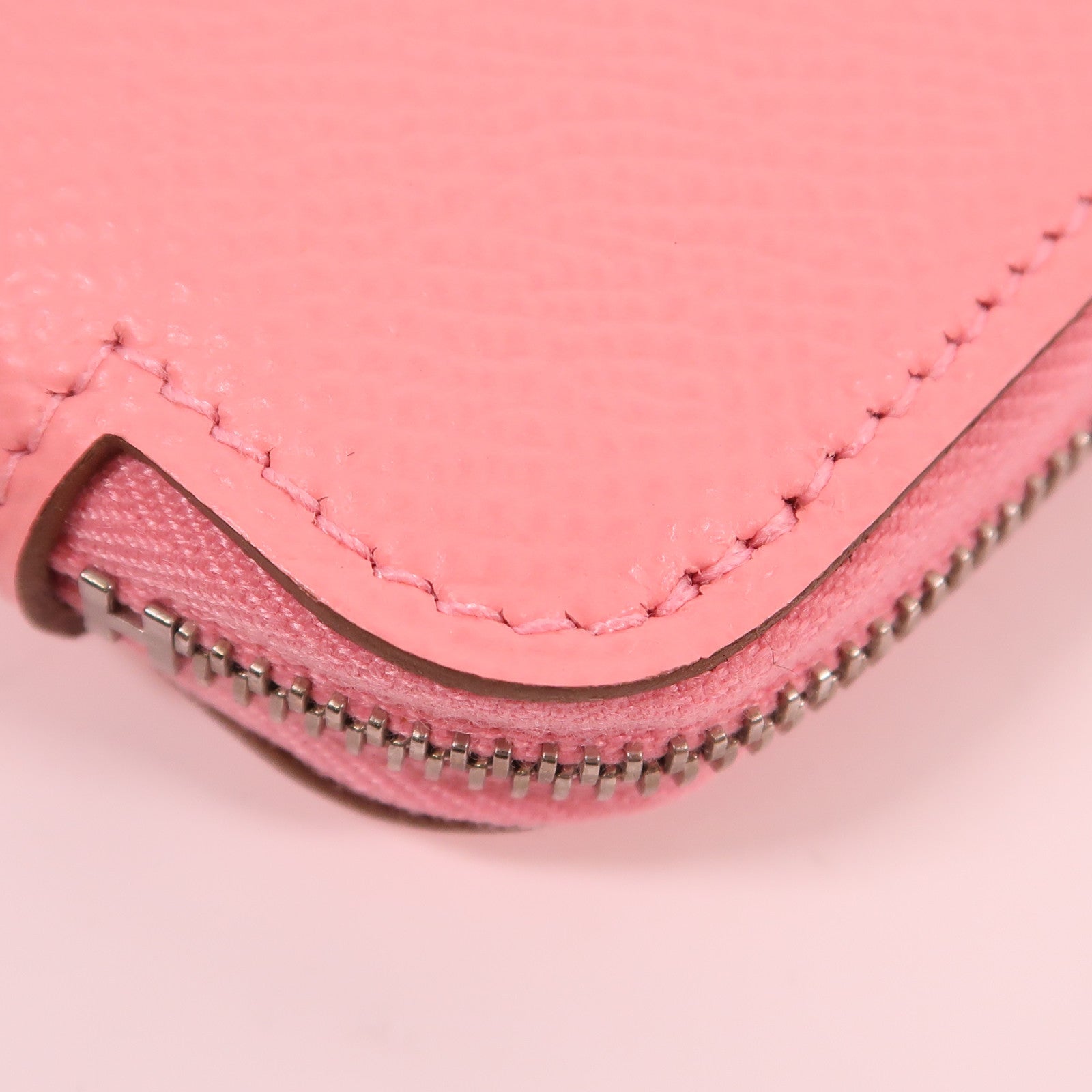 HERMES Epsom皮革Silk In Classic銀扣長錢包Rose Confetti