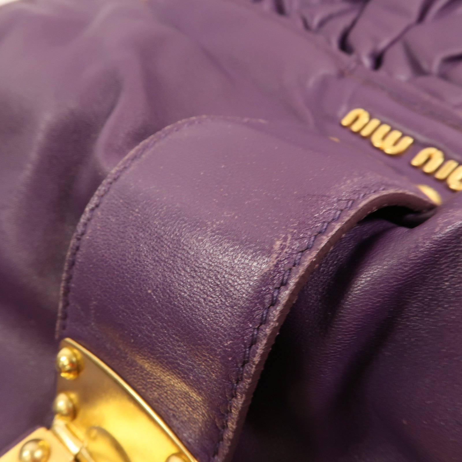 Miu Miu 羊皮皮革Shoulder Bag金扣手挽肩背兩用袋