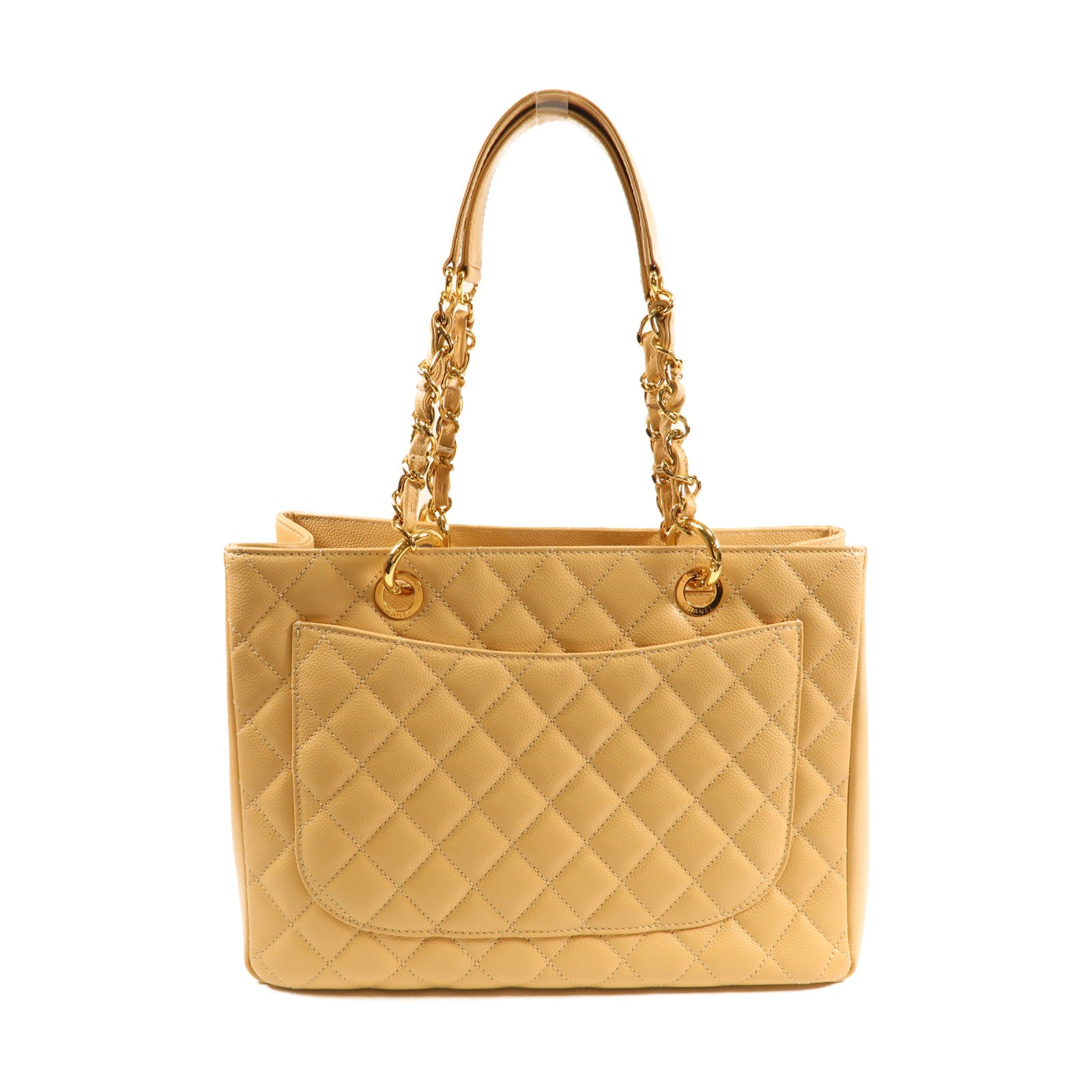 CHANEL 牛皮皮革Grand Shopping Tote金扣鏈帶肩背袋