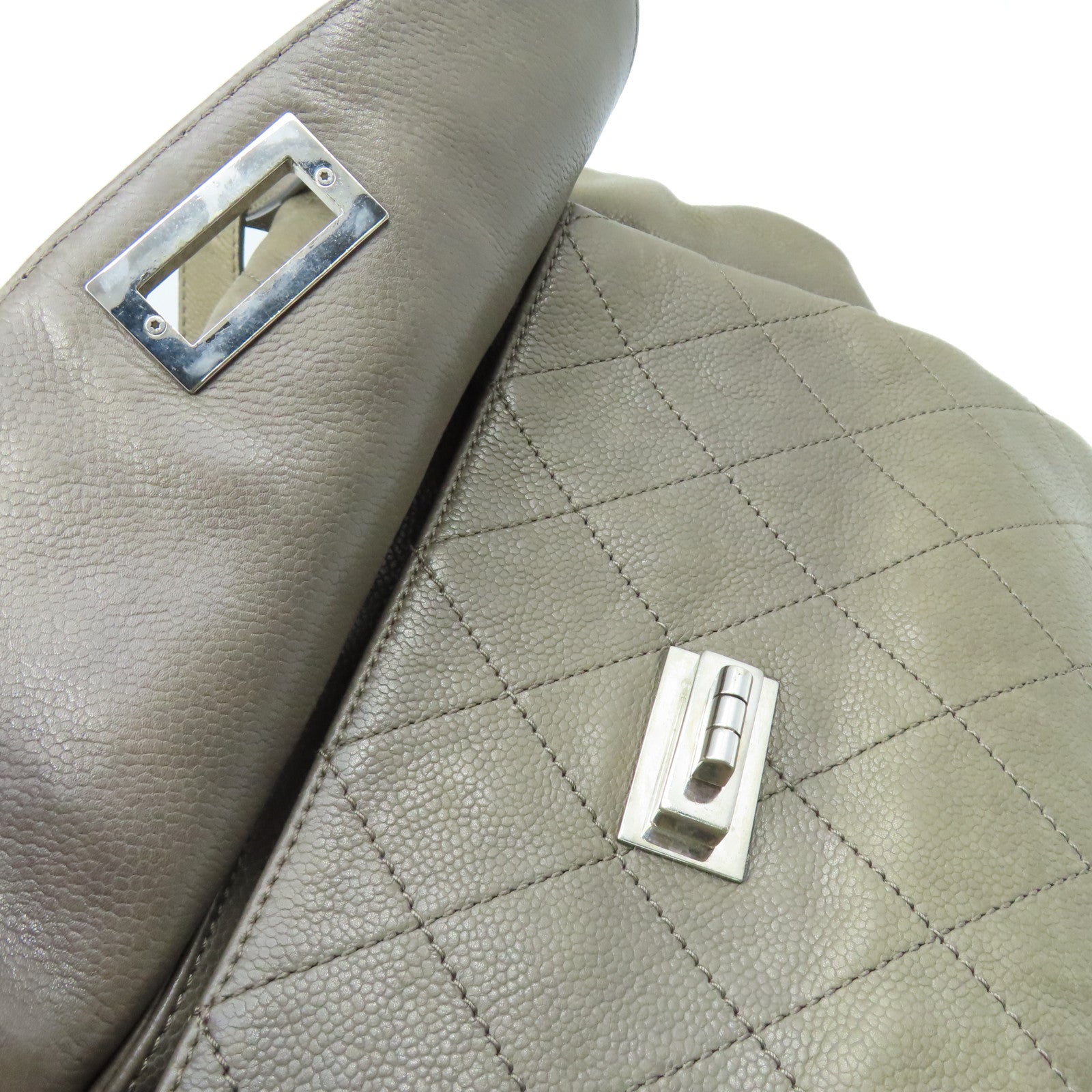 CHANEL 【激減優惠】菱格牛皮皮革Shoulder Bag銀扣肩背袋軍綠色