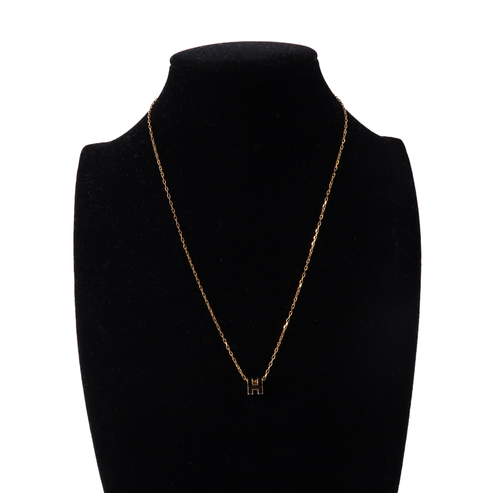 HERMES 金屬Mini Pop H Necklace金扣項鍊黑色/金色