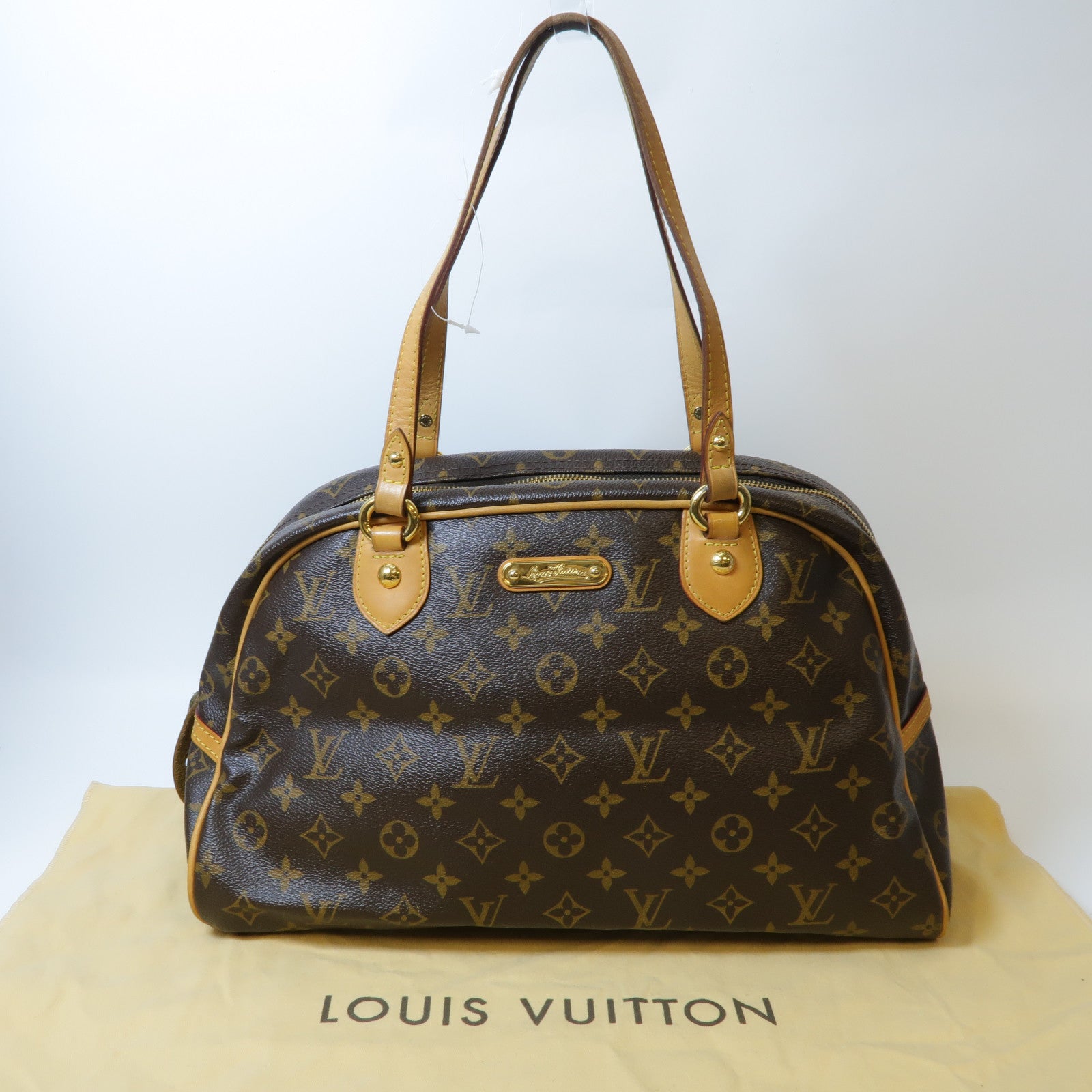 LOUIS VUITTON 【激減優惠】Monogram Montorgueil GM金扣肩背袋啡色