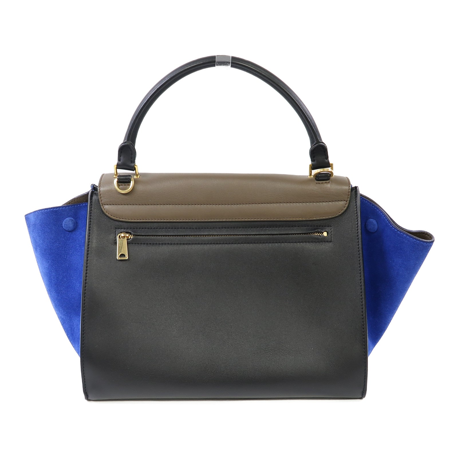 CELINE 牛皮皮革Trapeze金扣手挽肩背兩用袋黑色/藍色/啡色