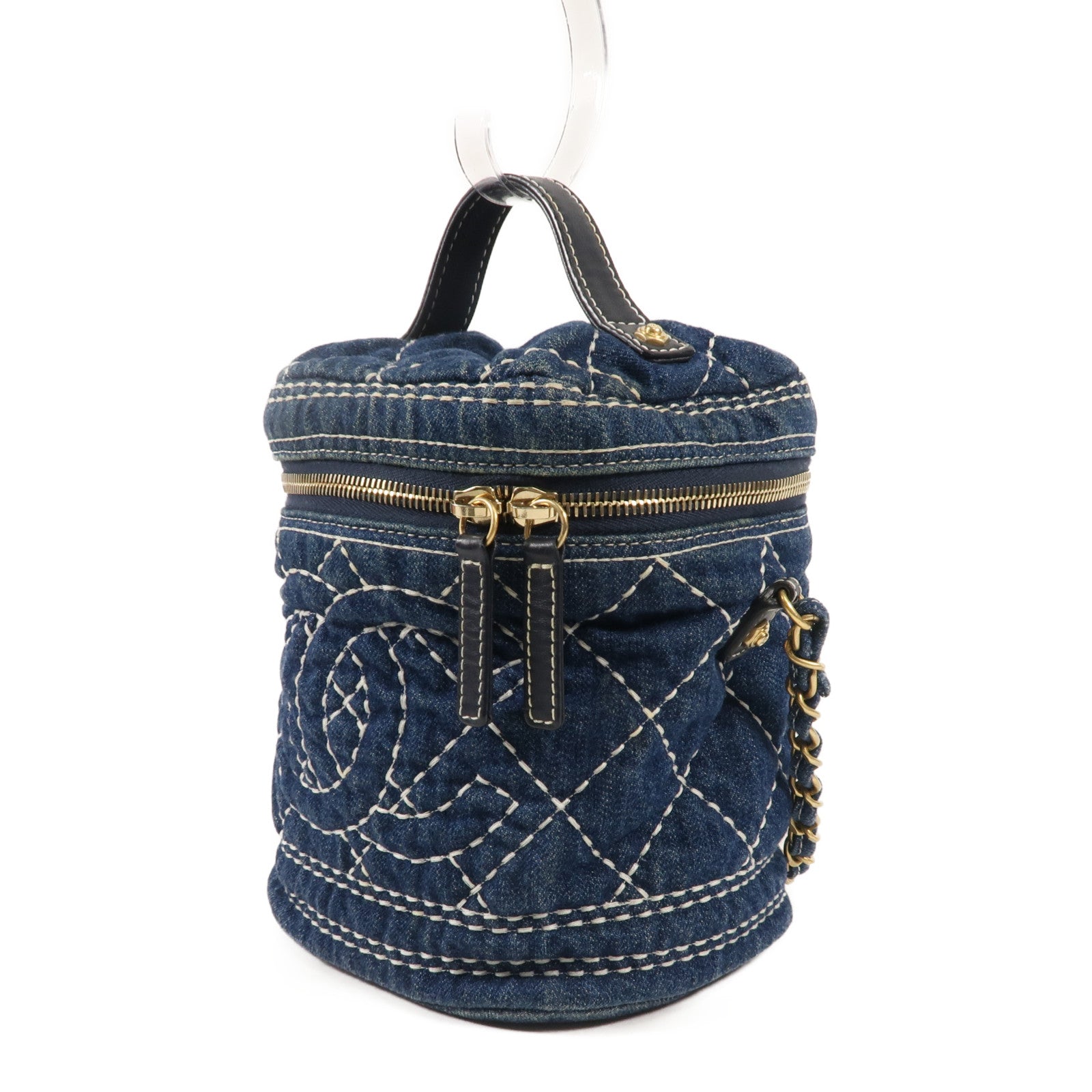 CHANEL 牛仔布Vanity Bag金扣手挽肩背兩用袋