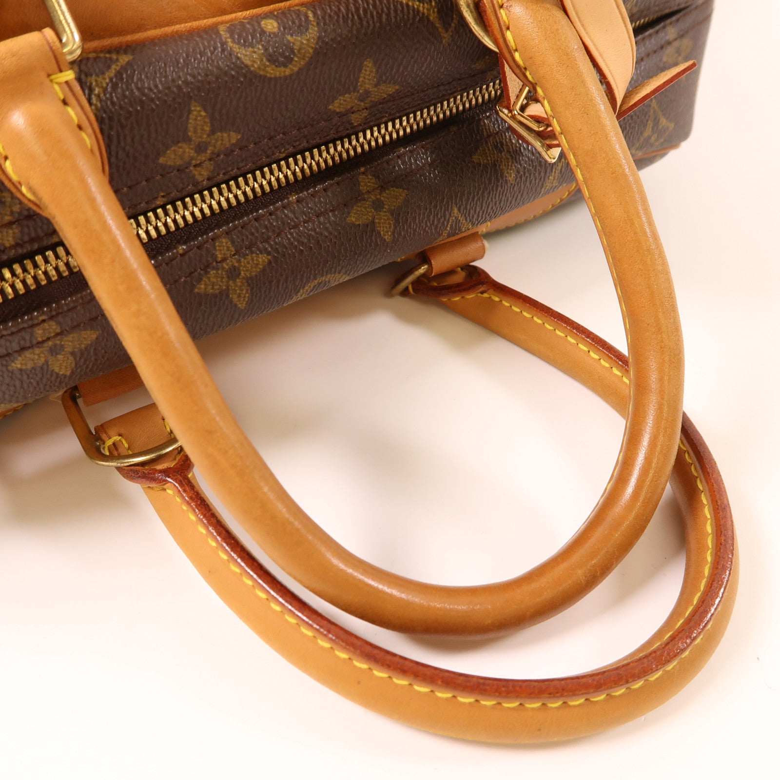 LOUIS VUITTON Monogram Deauville金扣手挽袋棕色