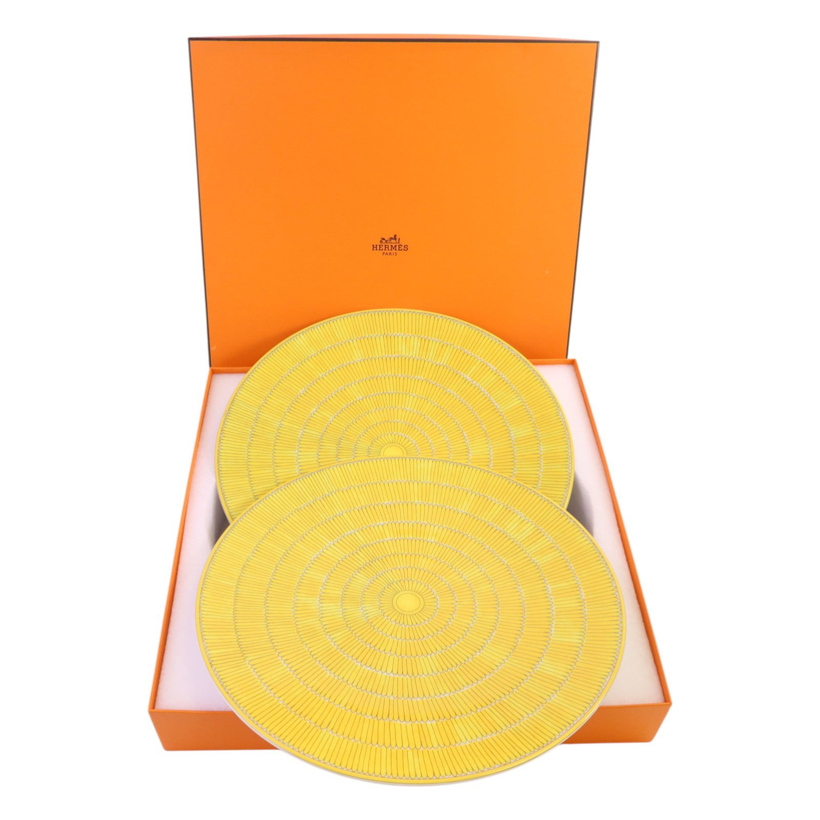 HERMES 陶瓷Soleil d'Hermes presentation Plate x2pcs陶瓷展示盤套裝