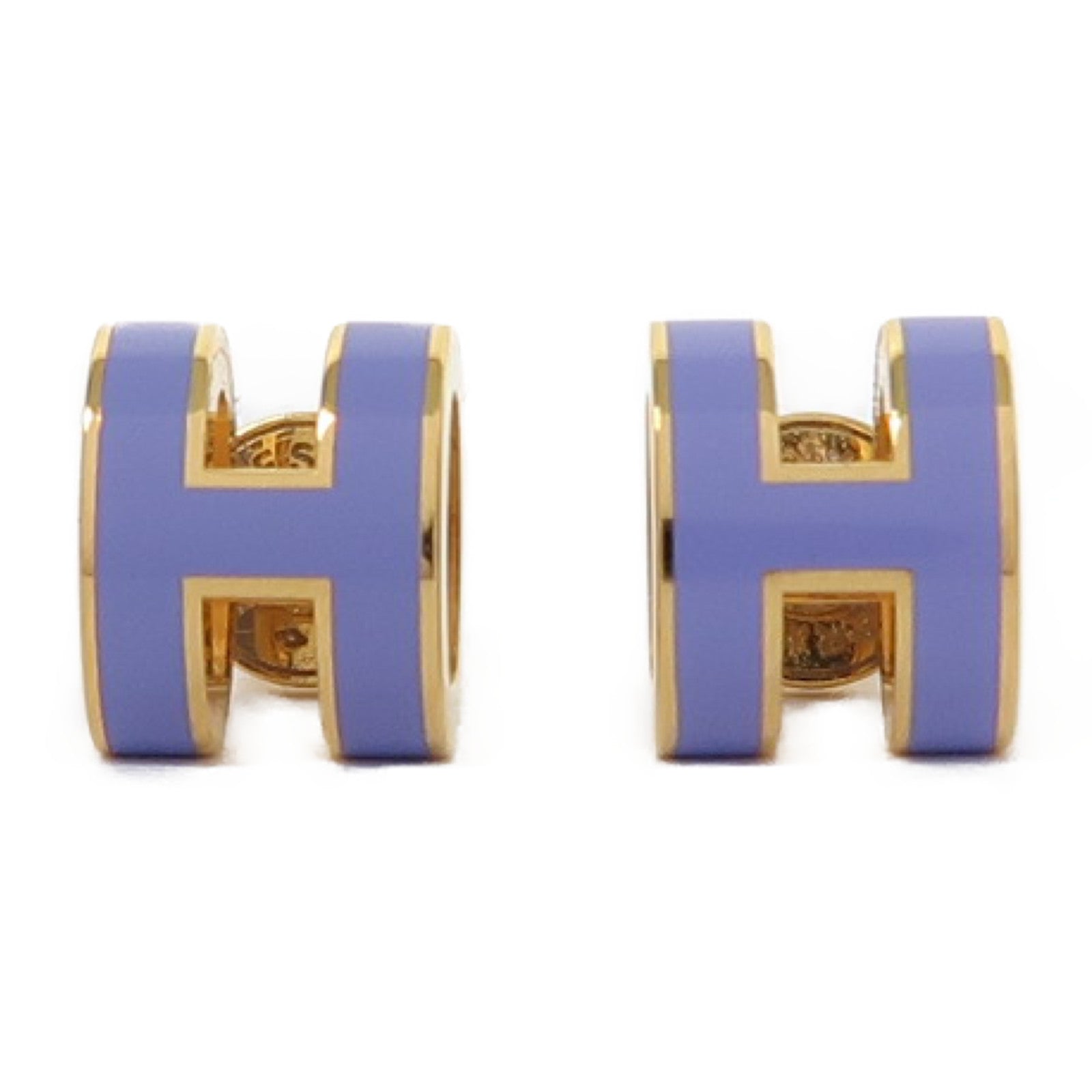 HERMES 金屬Mini Pop H耳環紫色