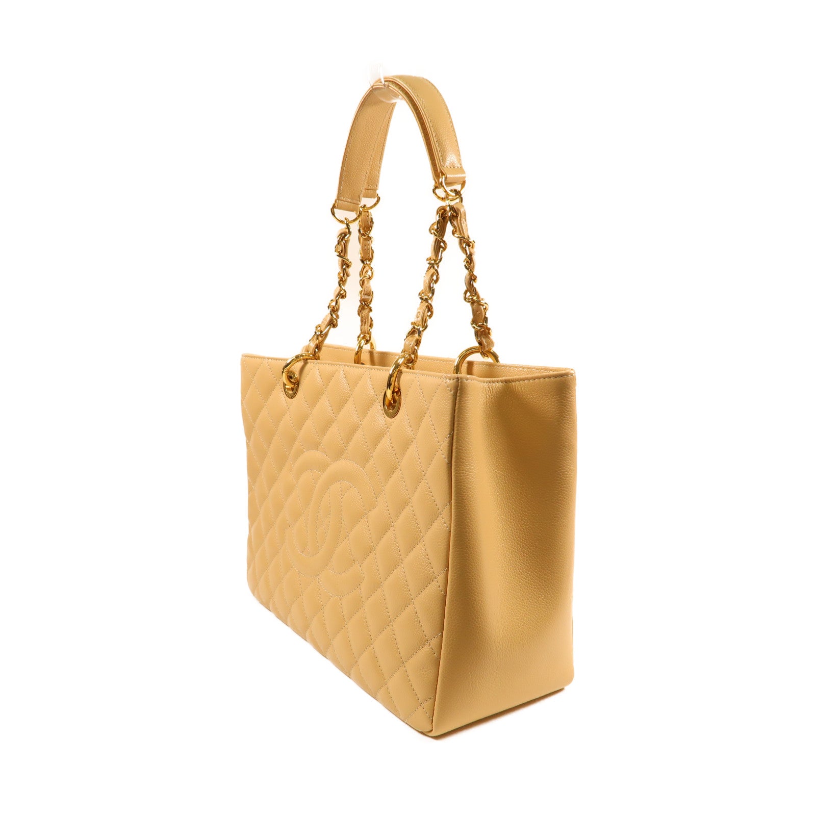 CHANEL 牛皮皮革Grand Shopping Tote金扣鏈帶肩背袋