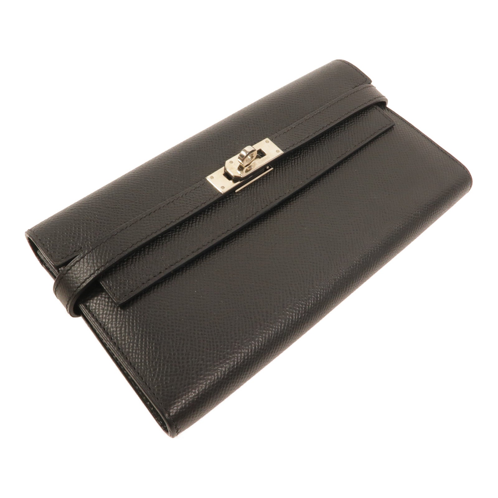 HERMES Epsom皮革Kelly Wallet長錢包Noir