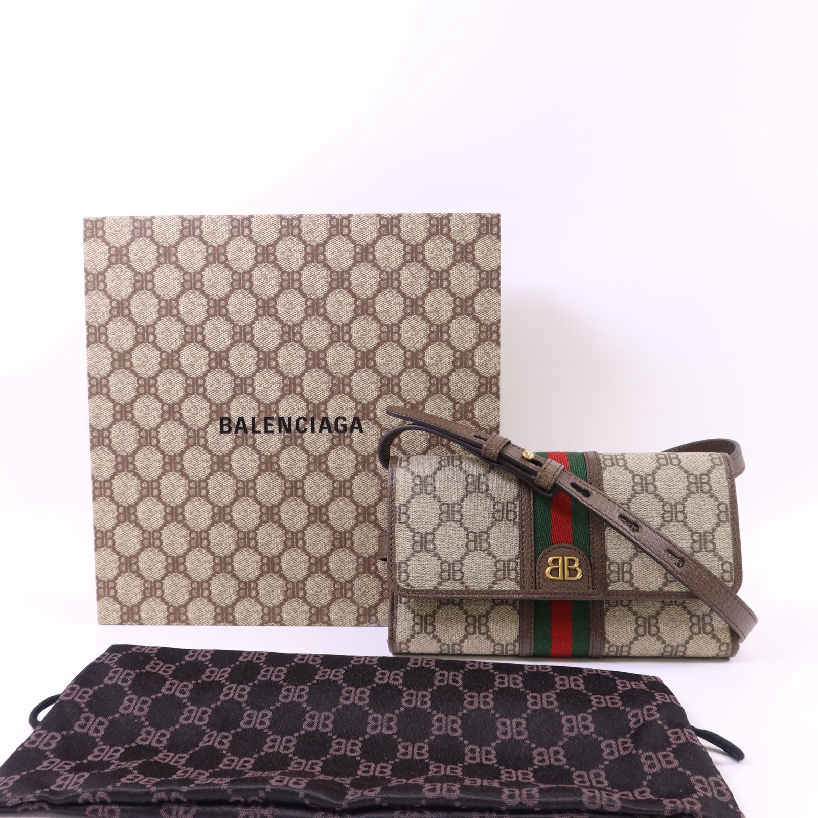 GUCCI 【激減優惠】塗層帆布Gucci x Balenciaga The Hacker Mini Bag金扣肩背袋