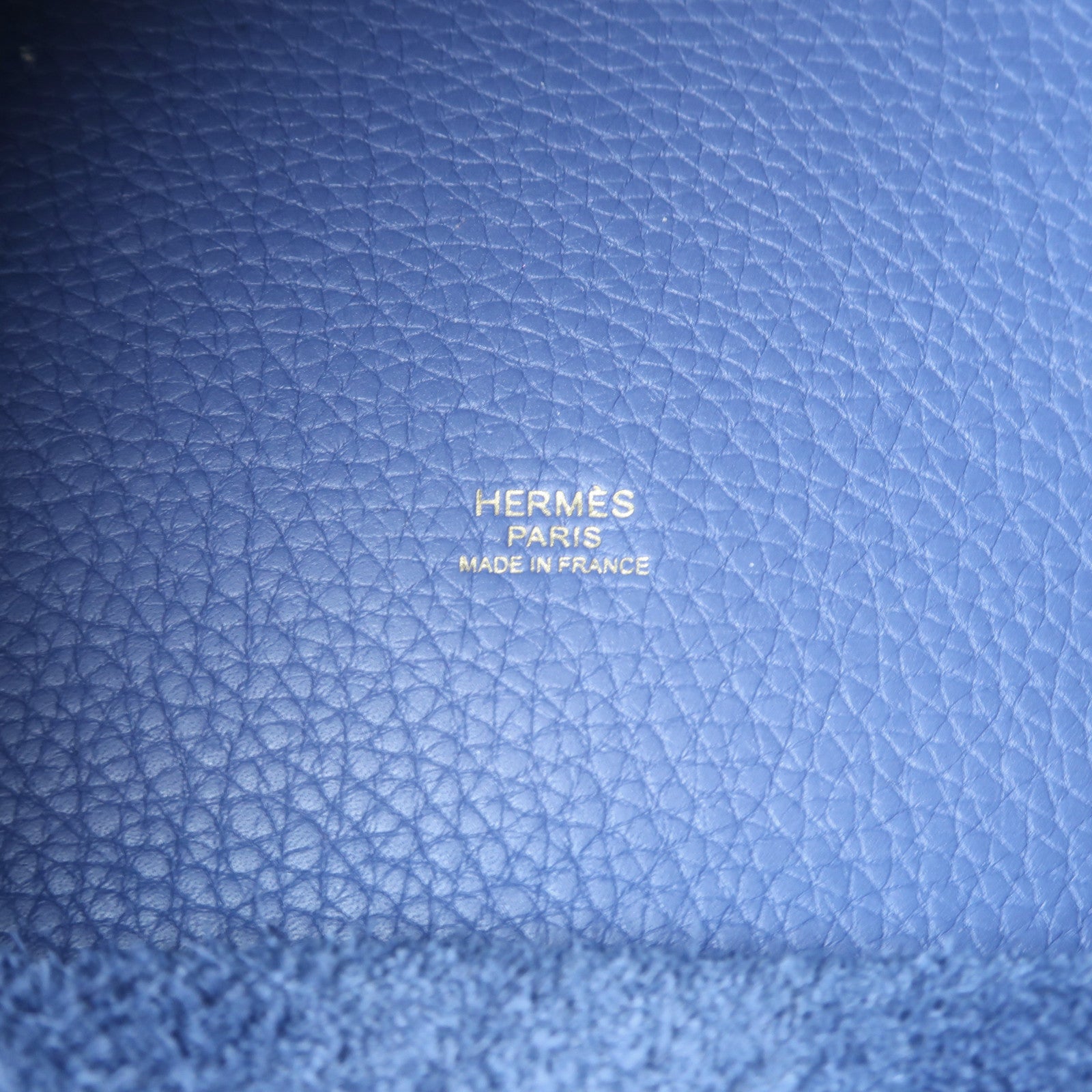 HERMES Clemence皮革Picotin GM金扣手挽袋藍色