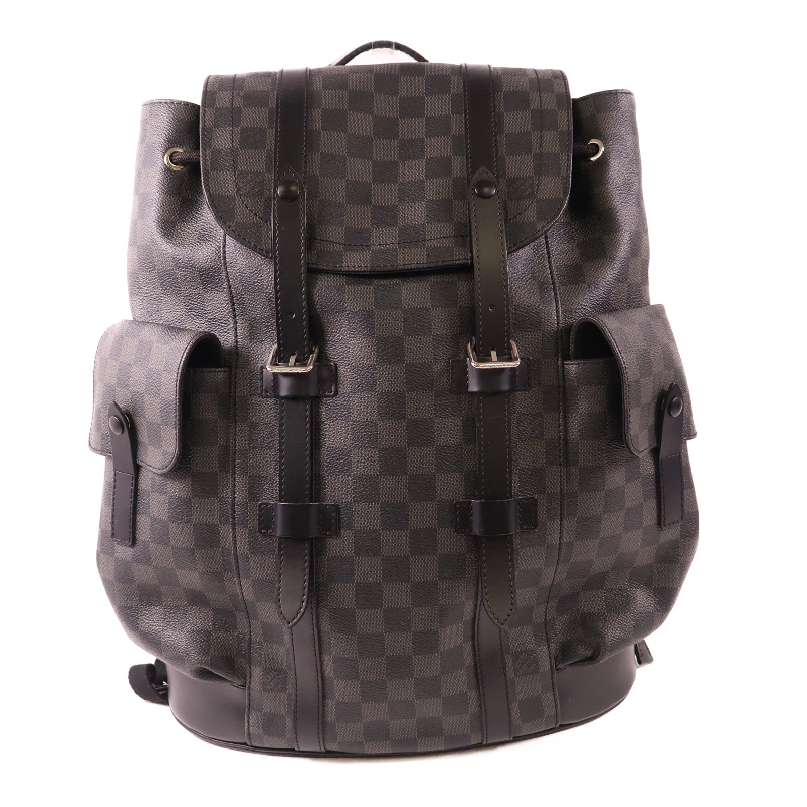 LOUIS VUITTON Damier Graphite Christopher MM銀扣背包色